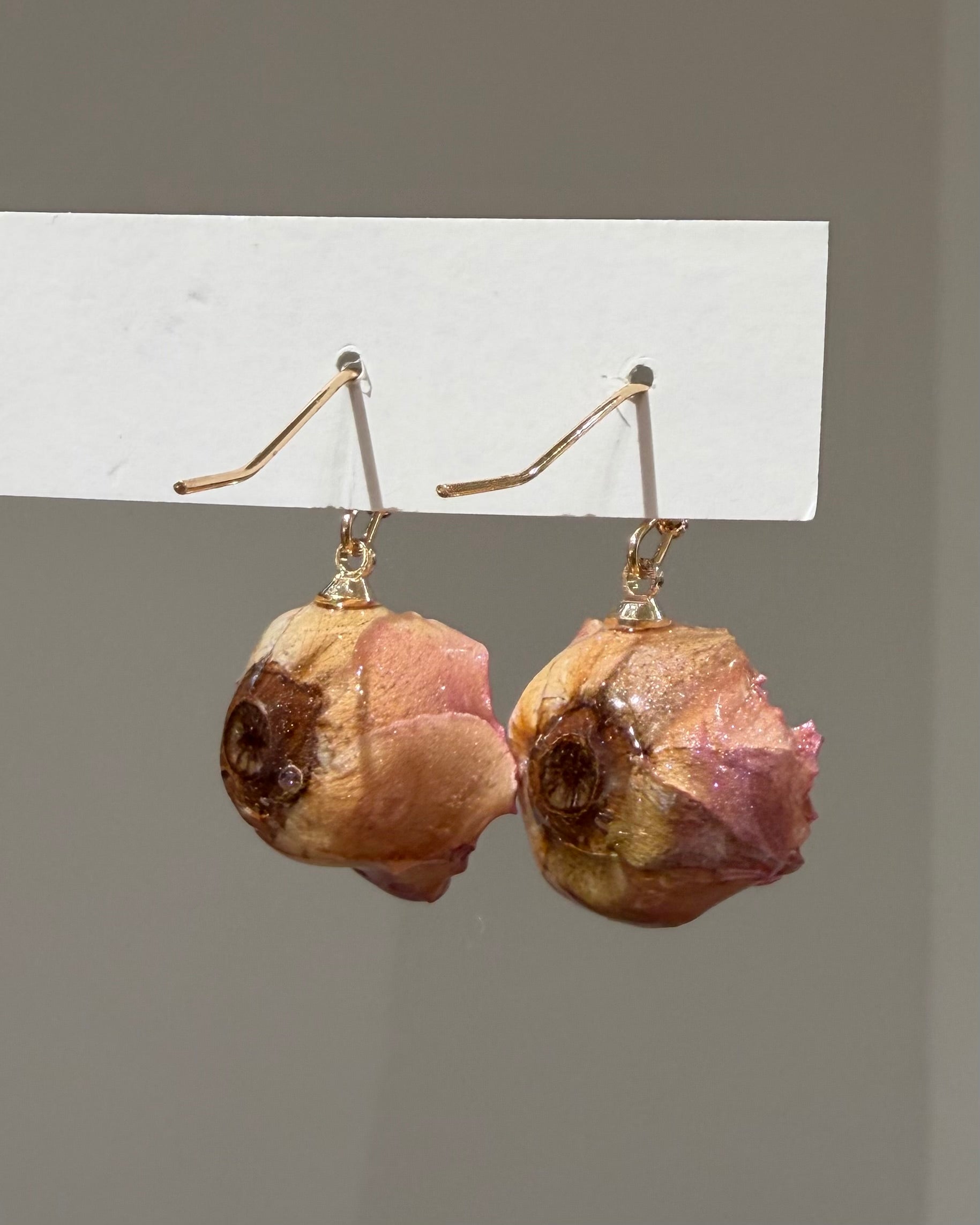 Real Rose Flower Earrings