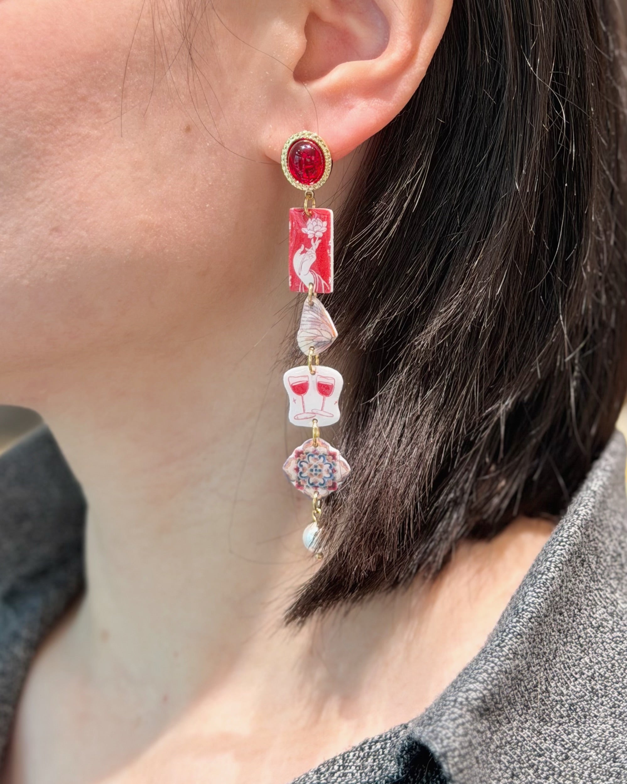 Red Lotus Tale Earrings