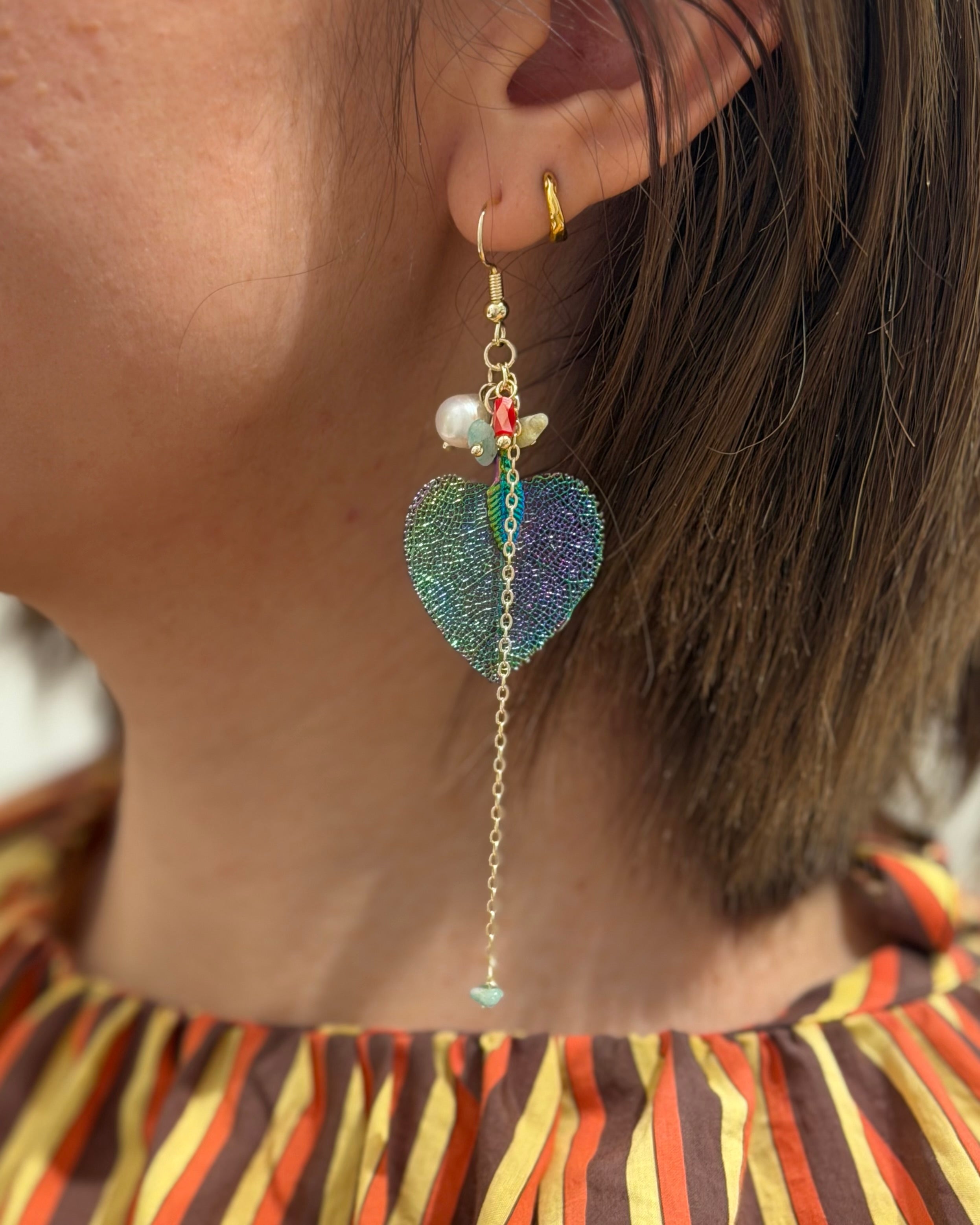Real Leaf Drop Earrings