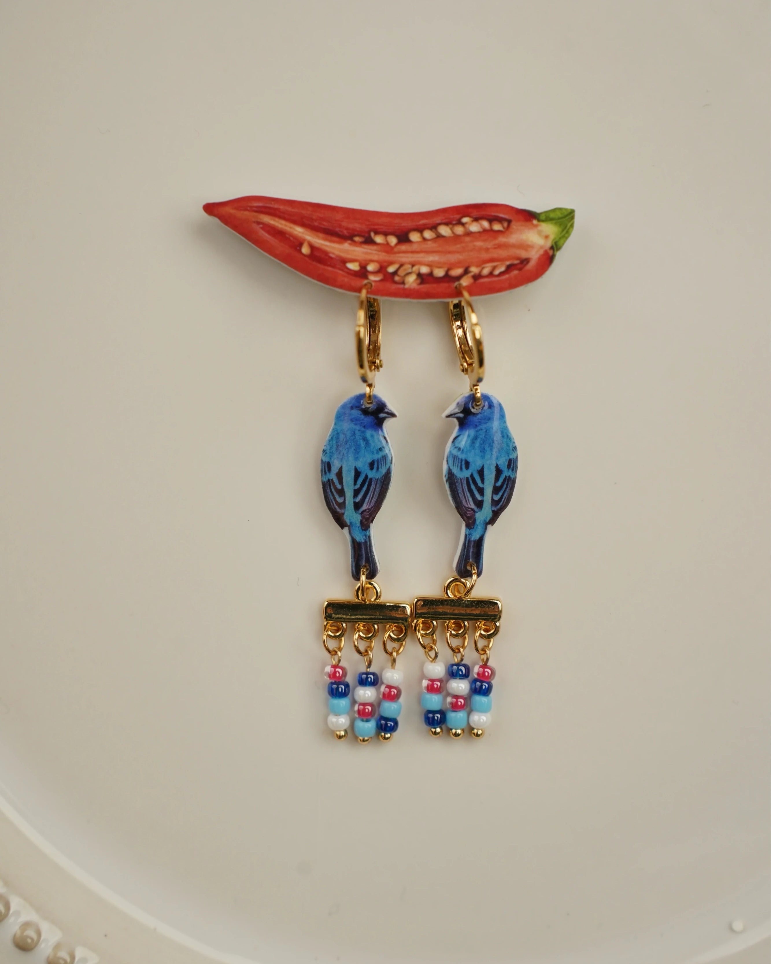 blue bird earrings