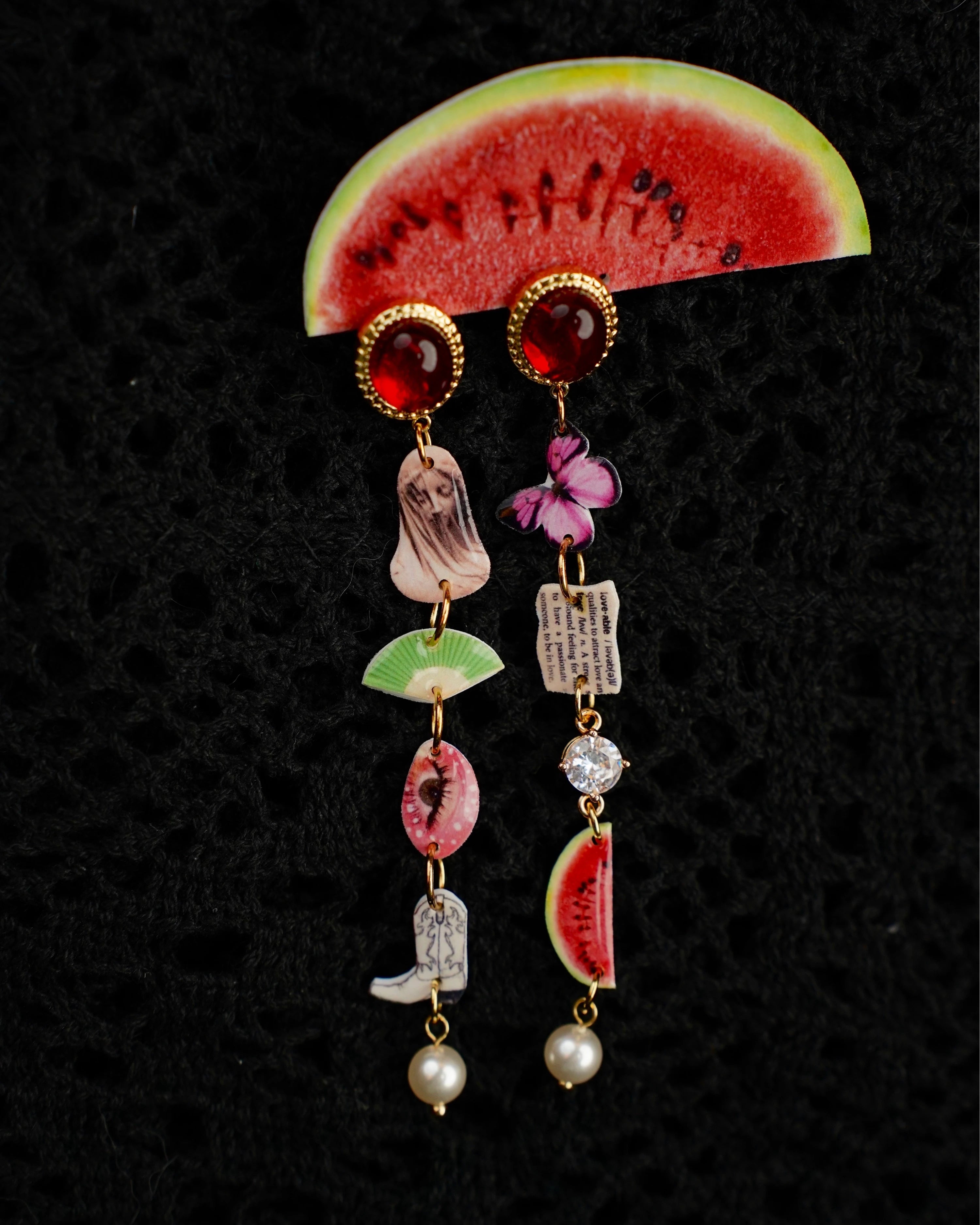 Watermelon & Butterfly Ohrring