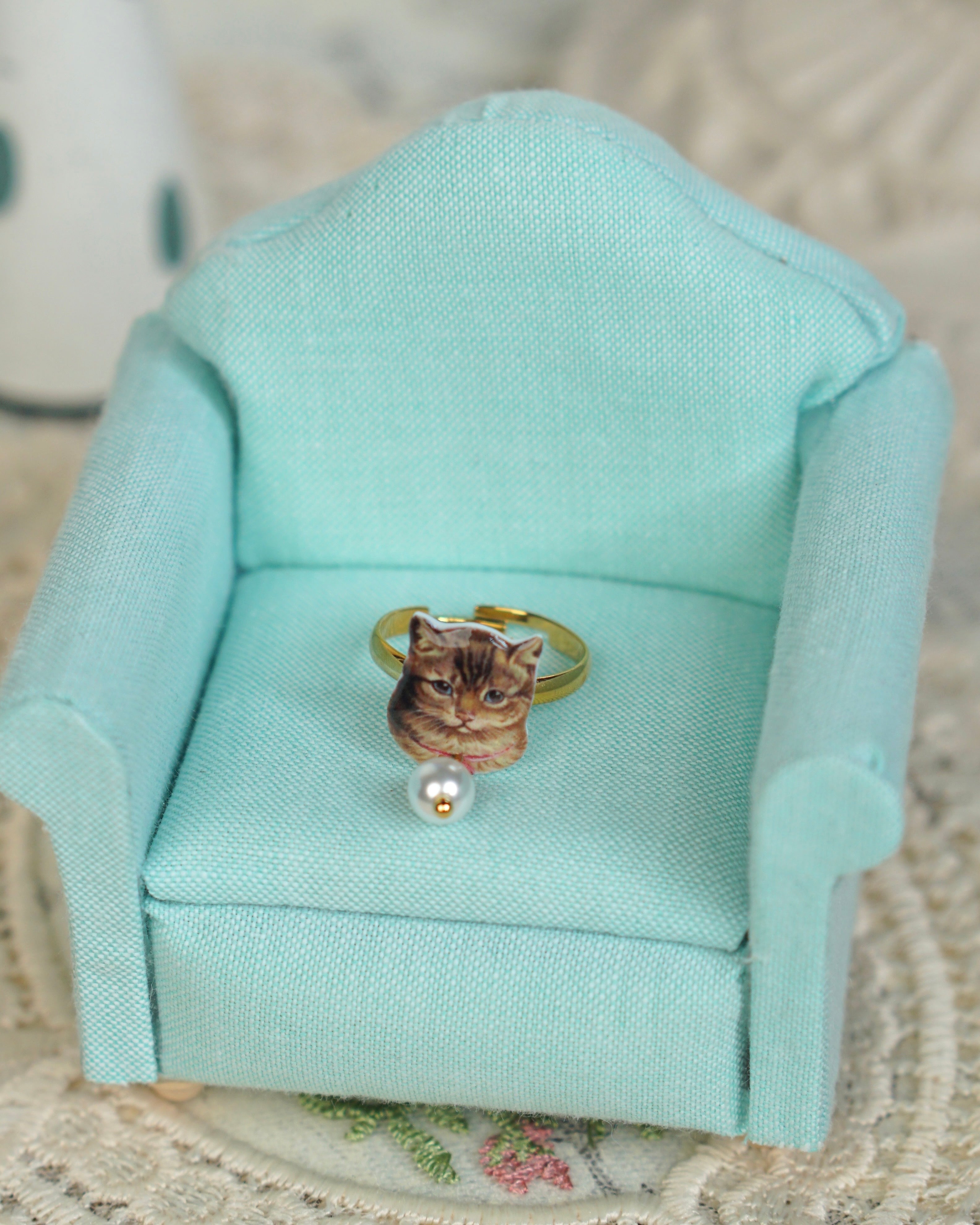 Cat Pearl Ring