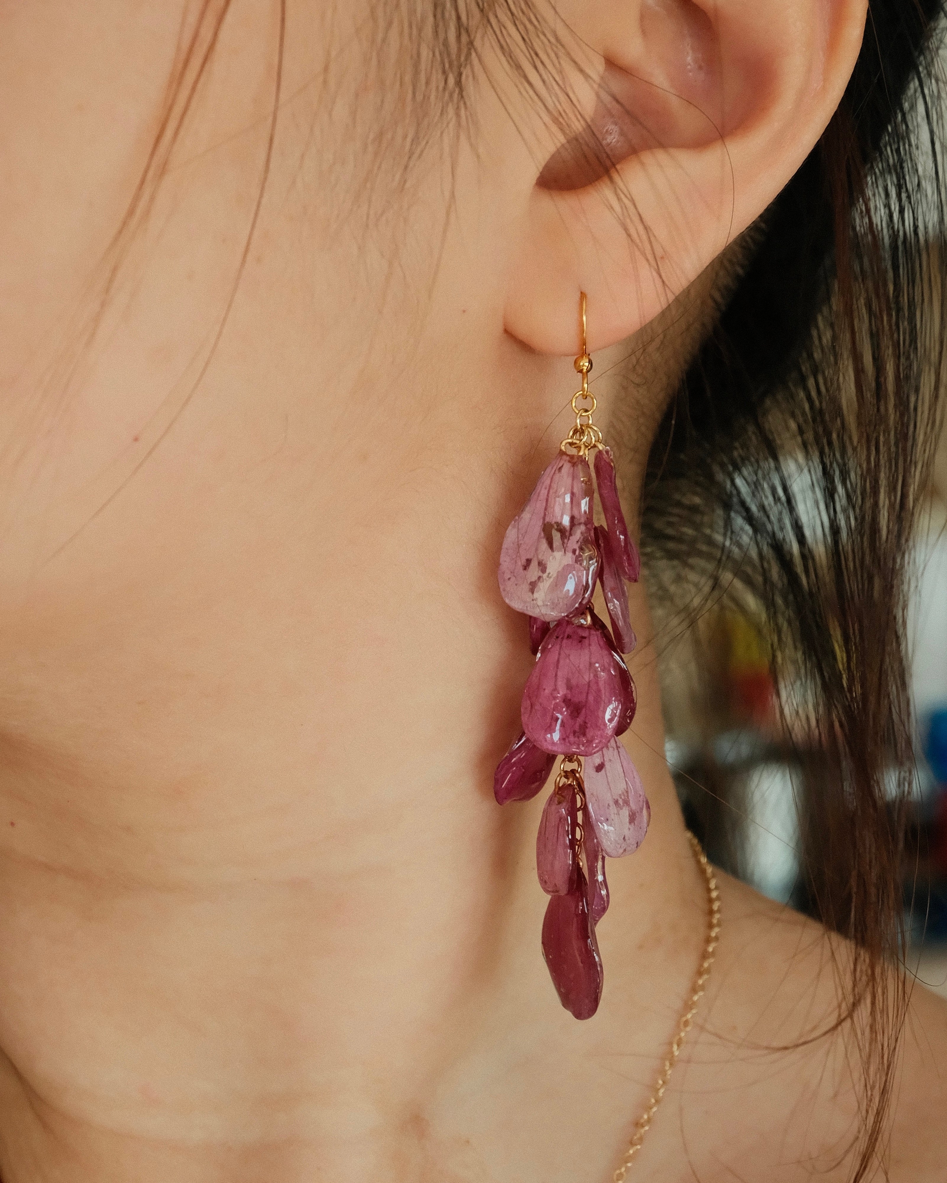 Real Chrysanthemum Petal Earrings
