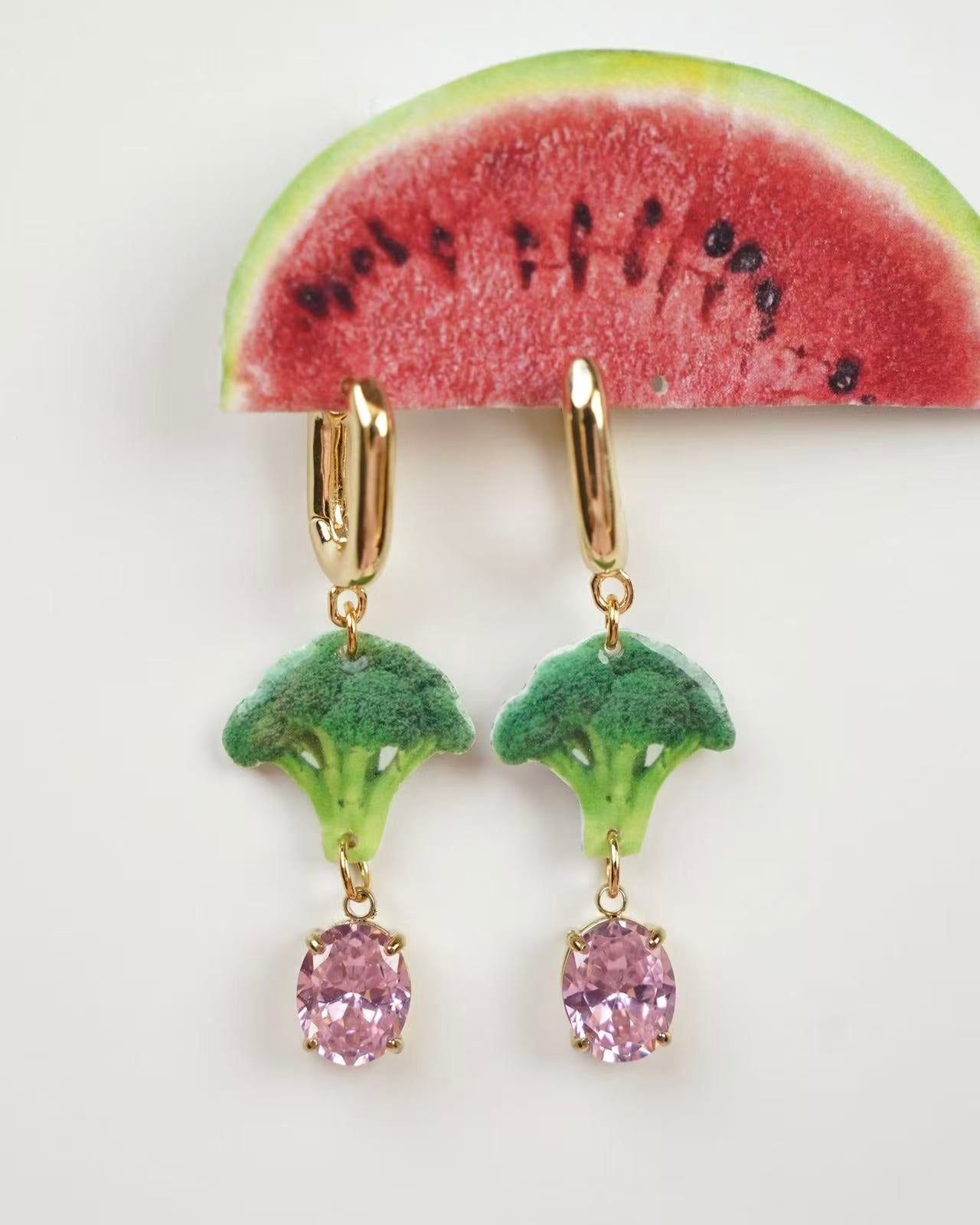 Broccoli Charm Drop Earrings