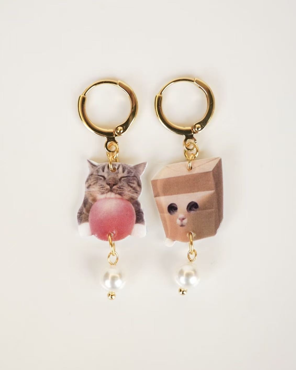 Cat & Paper Bag Earrings