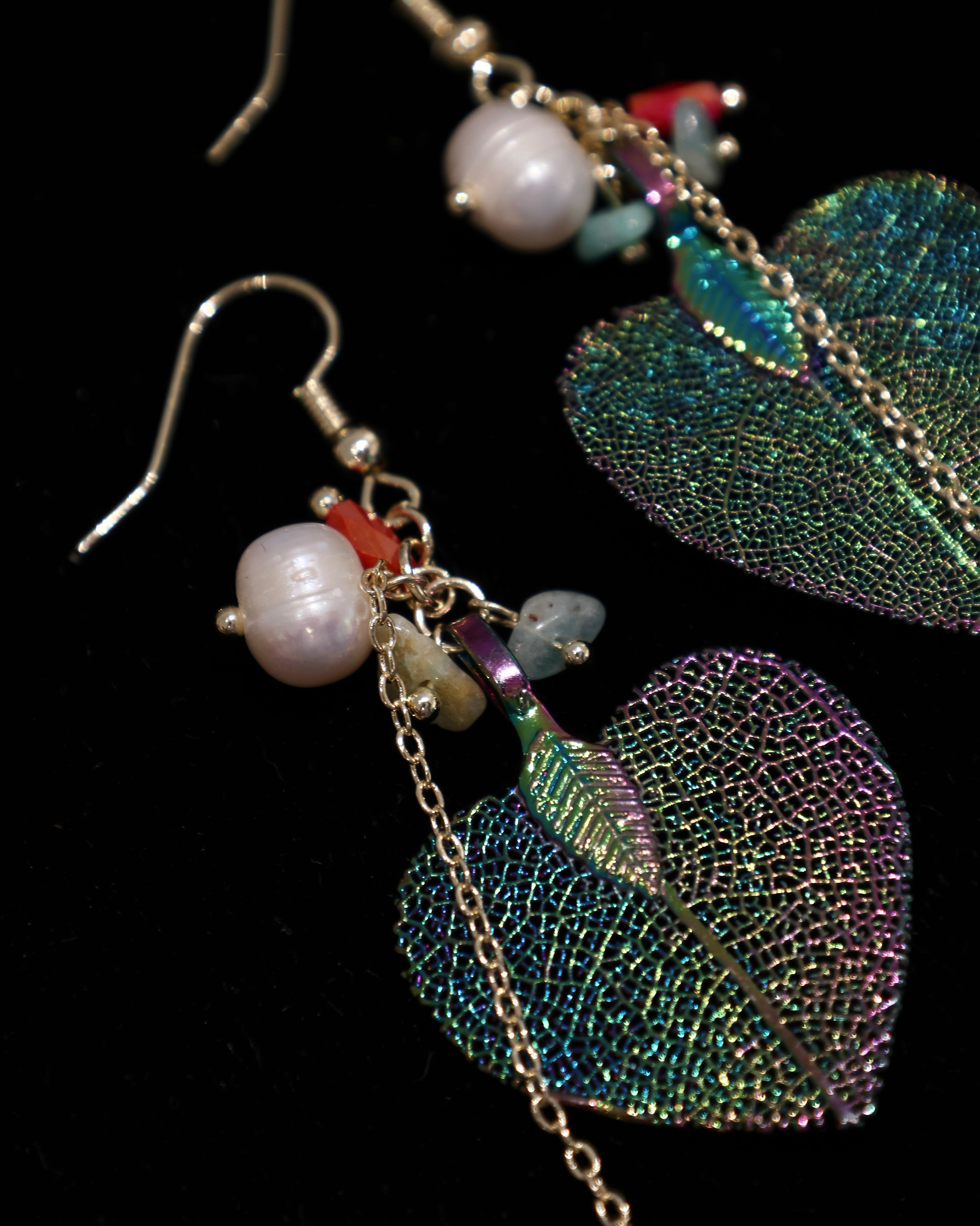 Real Leaf Drop Earrings