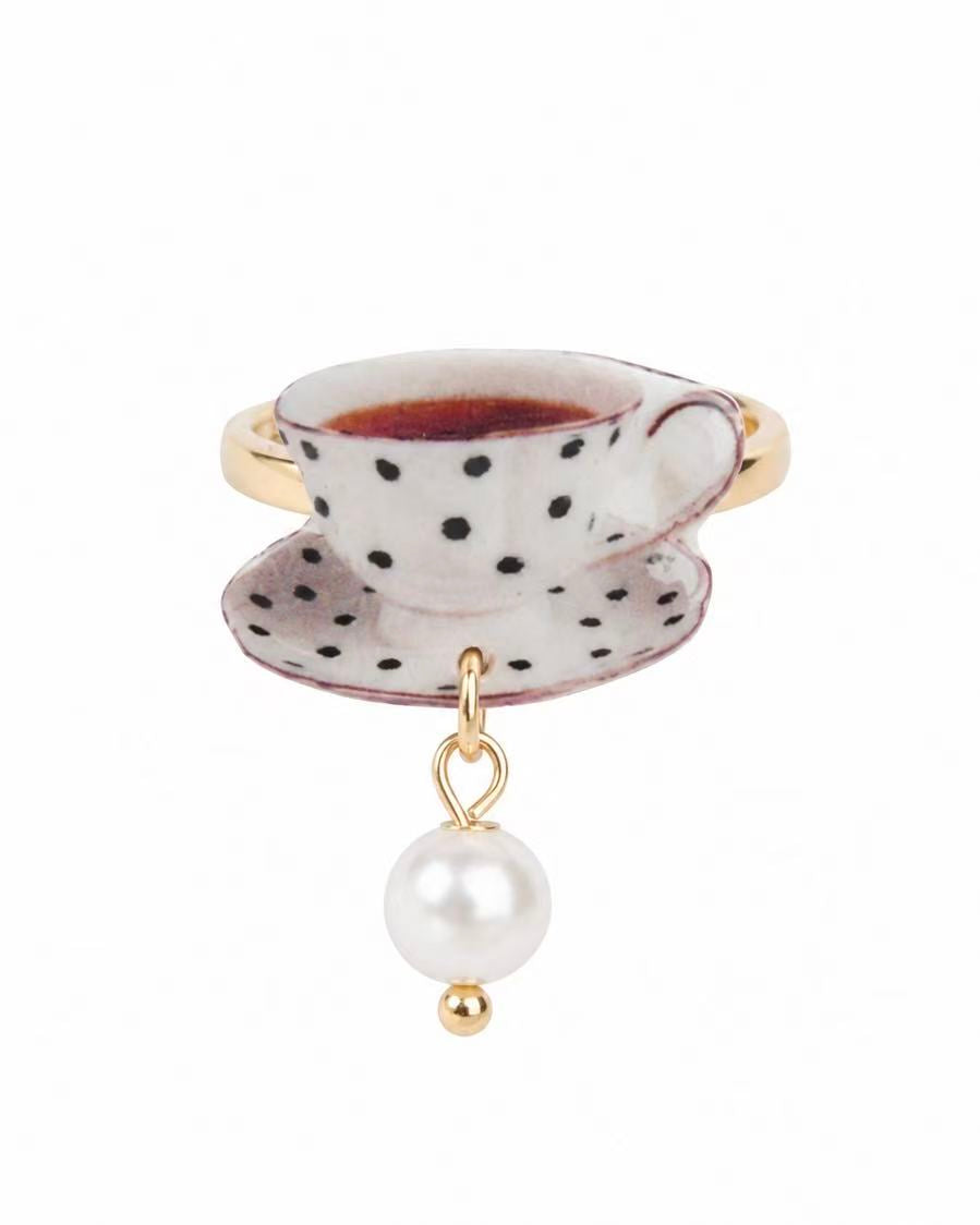 Coffee Cup Pearl Ring