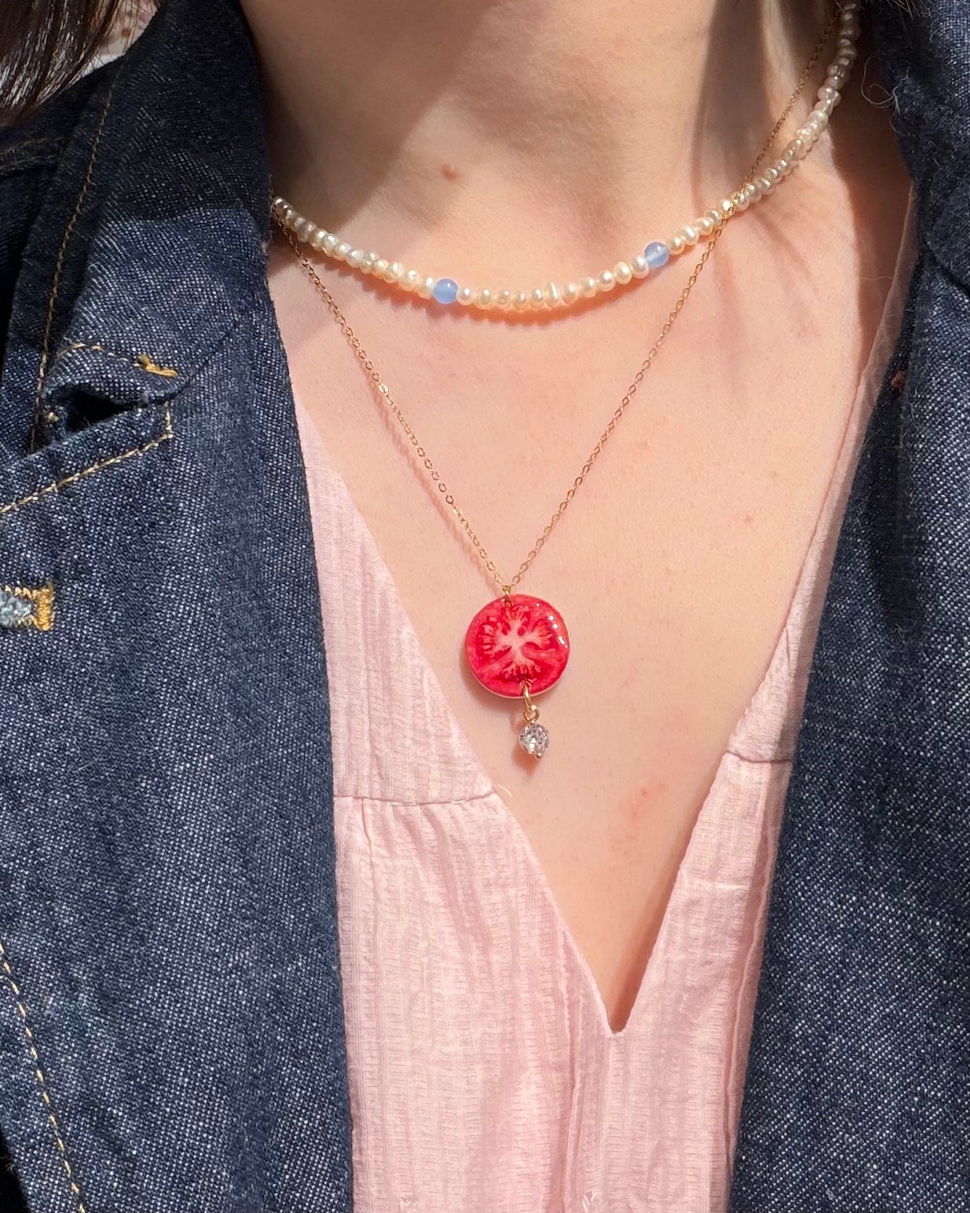 Tomato Slice Necklace