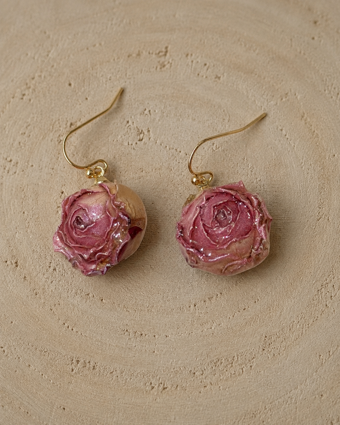 Real Rose Flower Earrings
