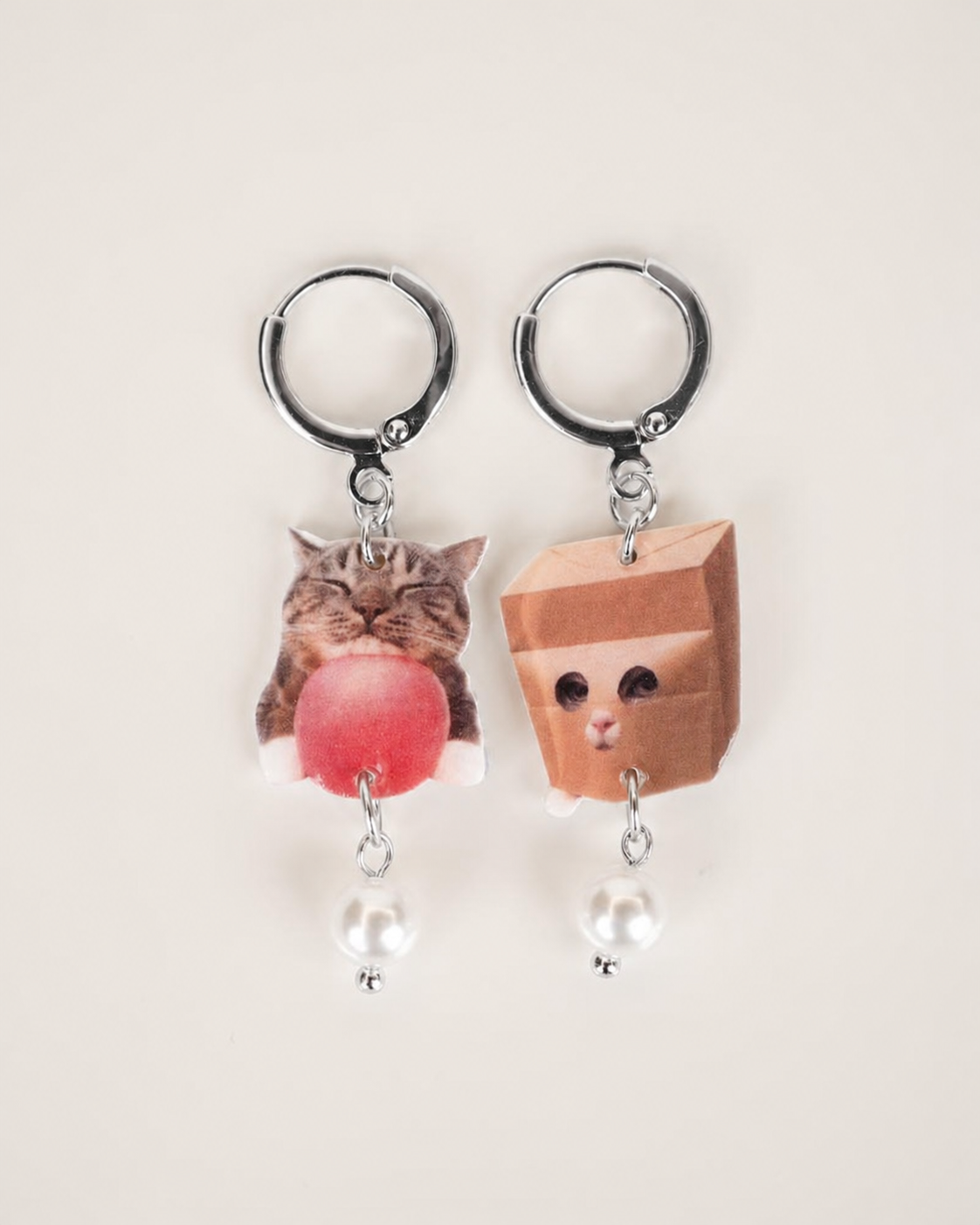Cat & Paper Bag Earrings
