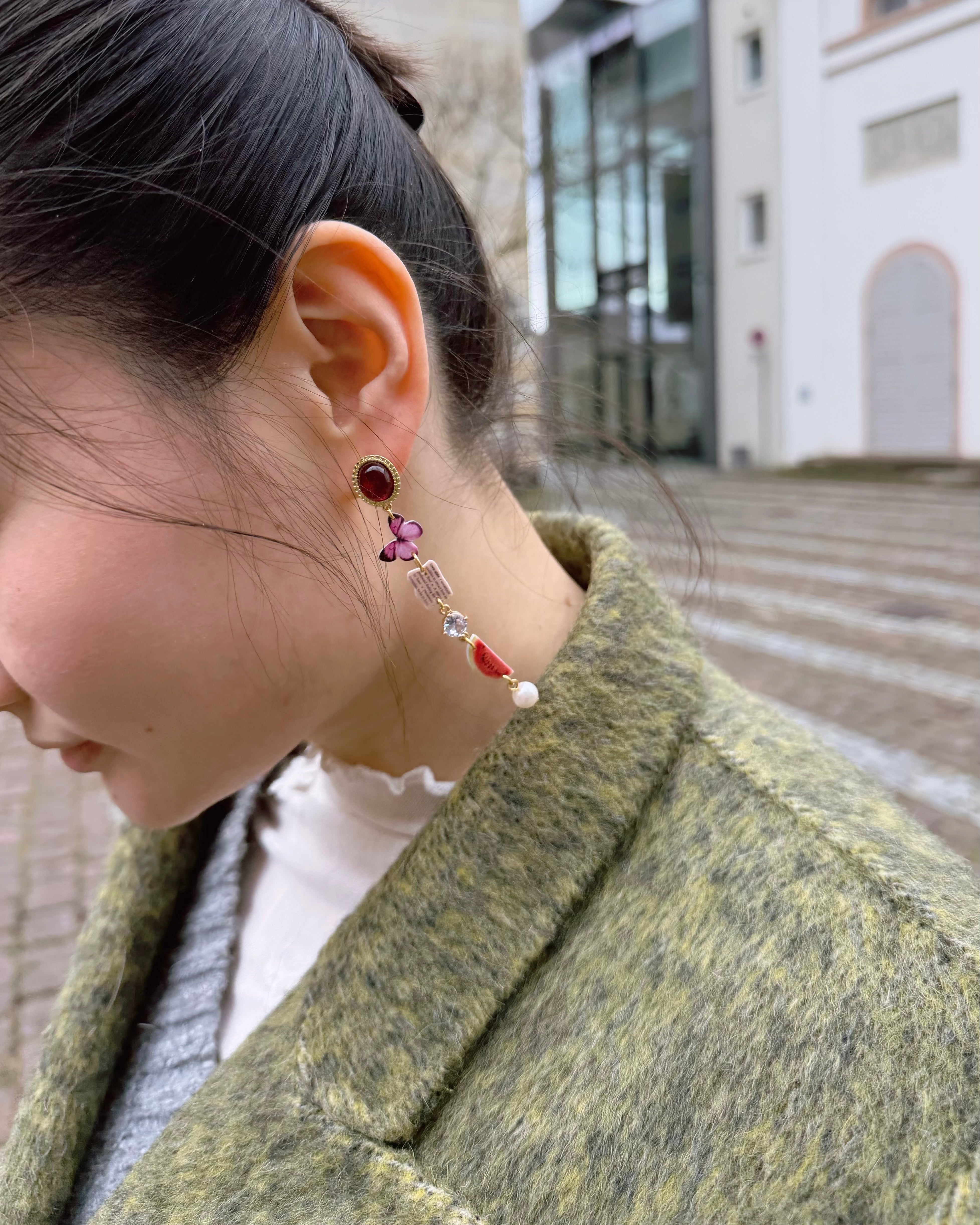 watermelon & butterfly earrings