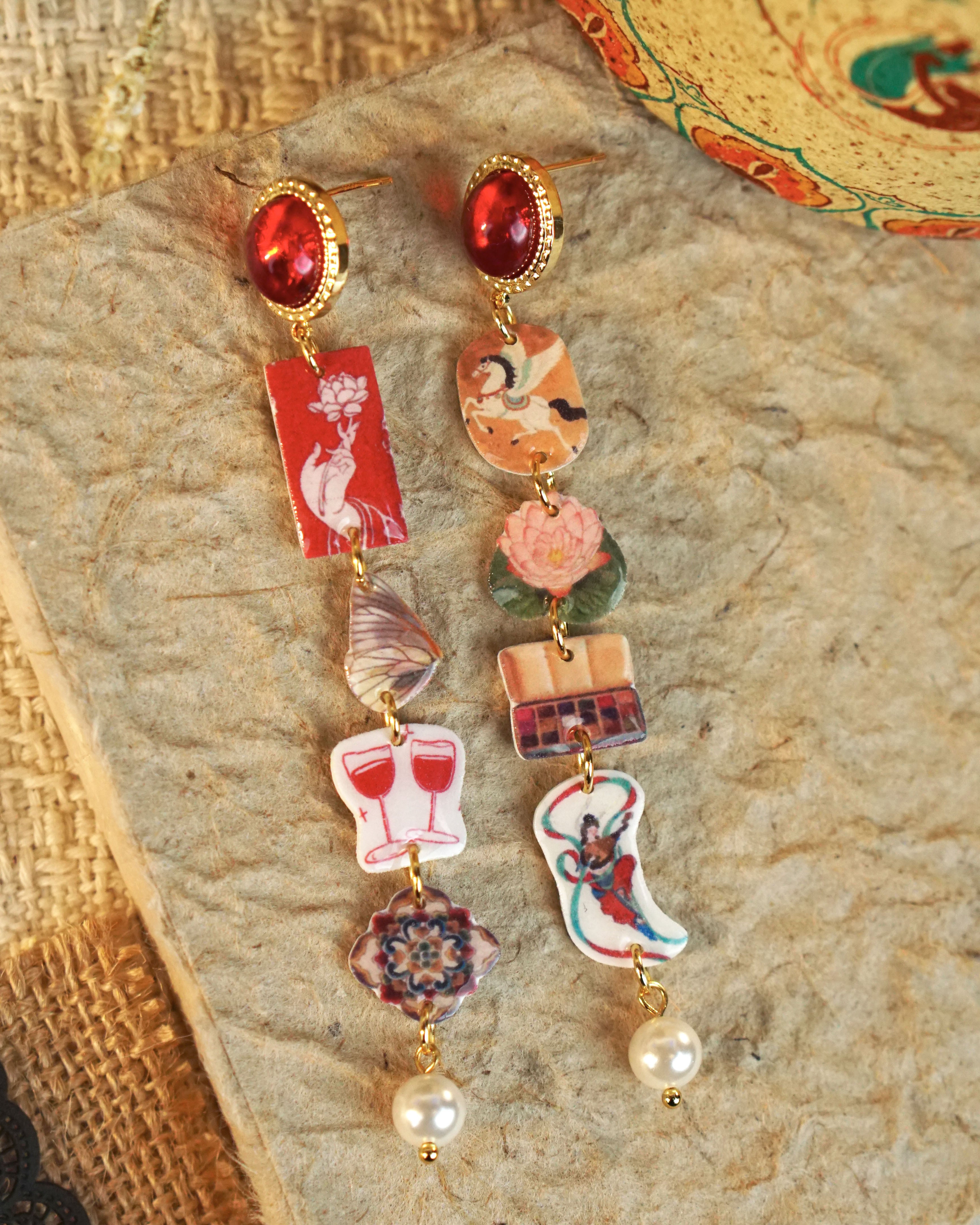 Red Lotus Tale Earrings