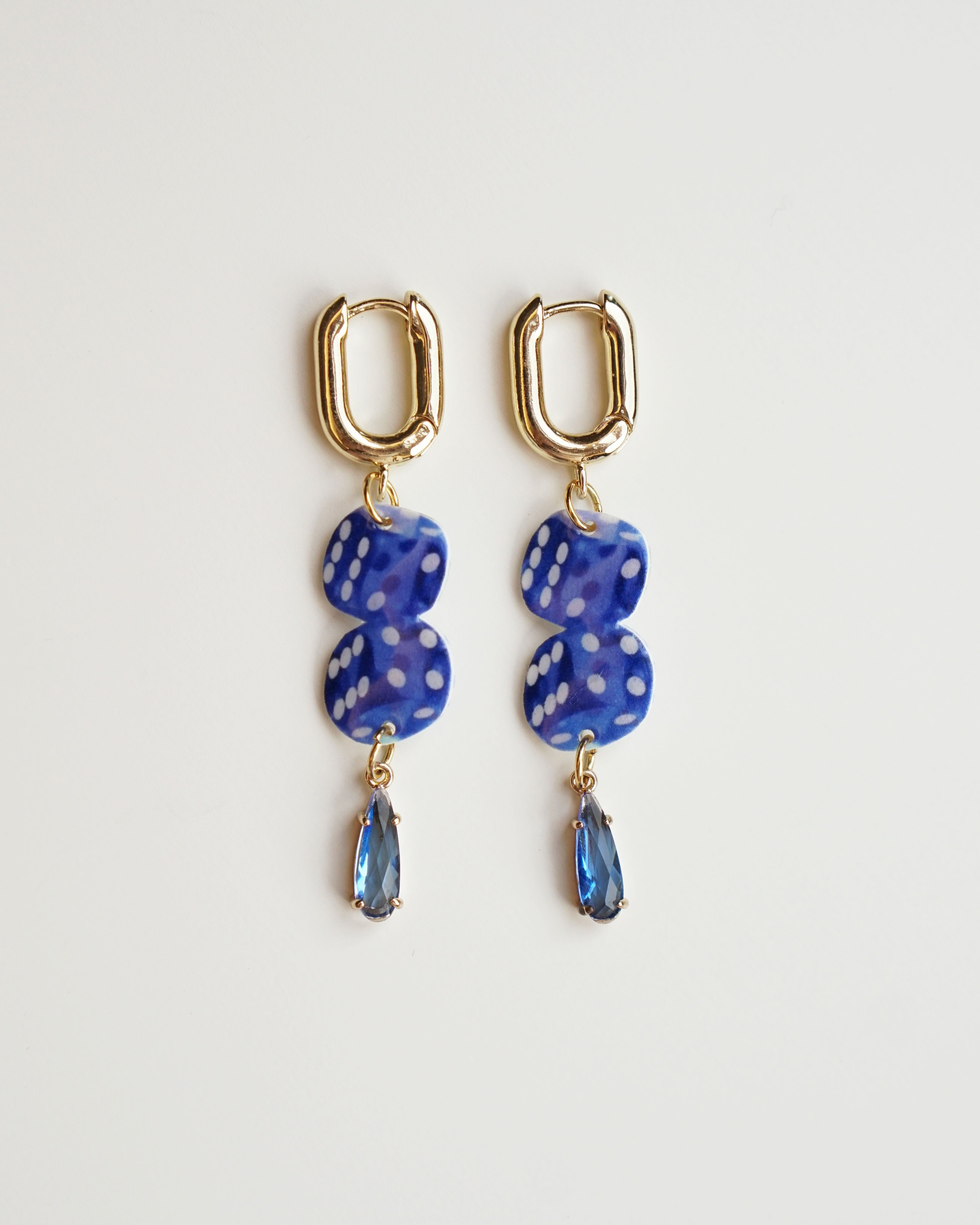 Blue Dice Earrings