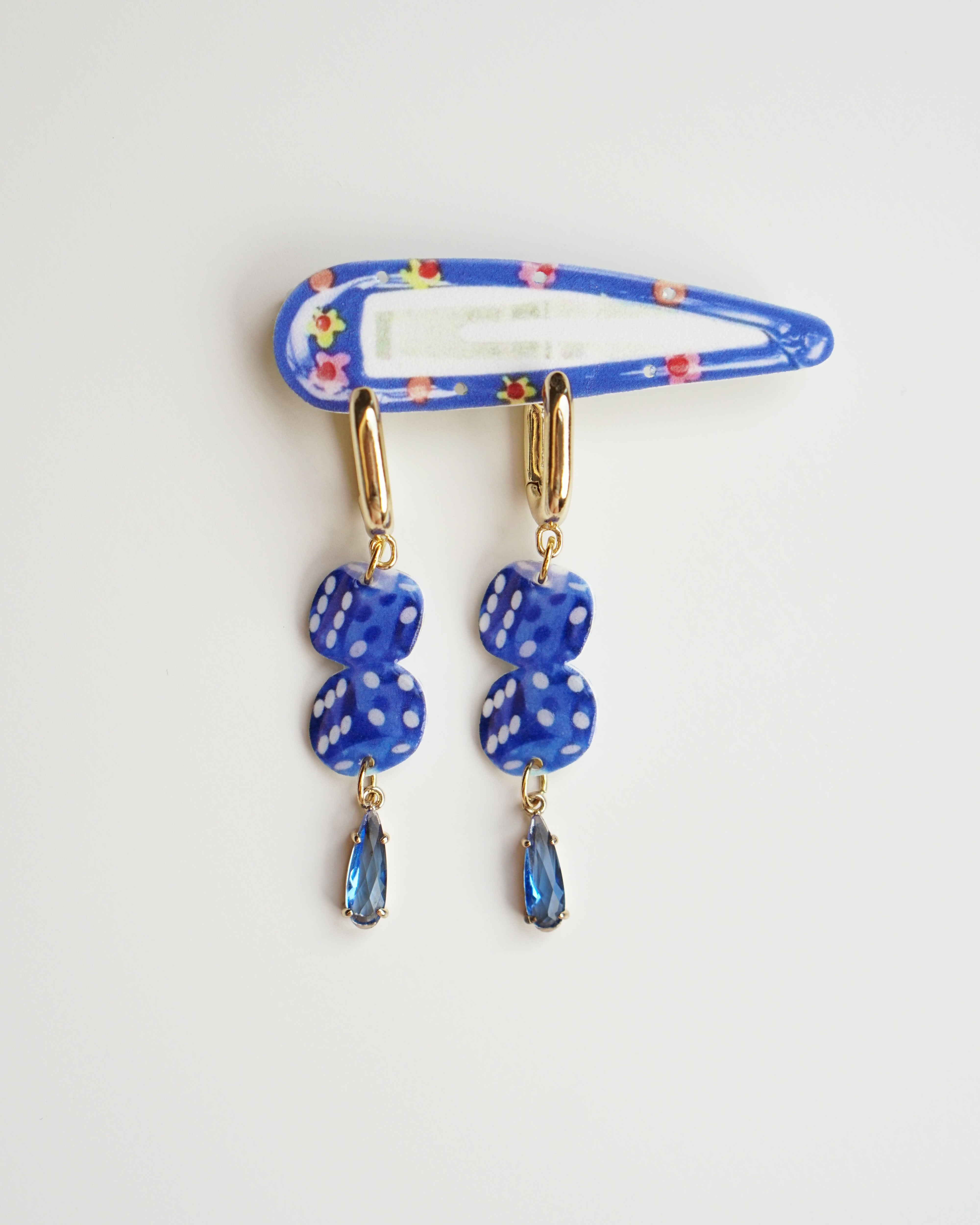 Blue Dice Earrings