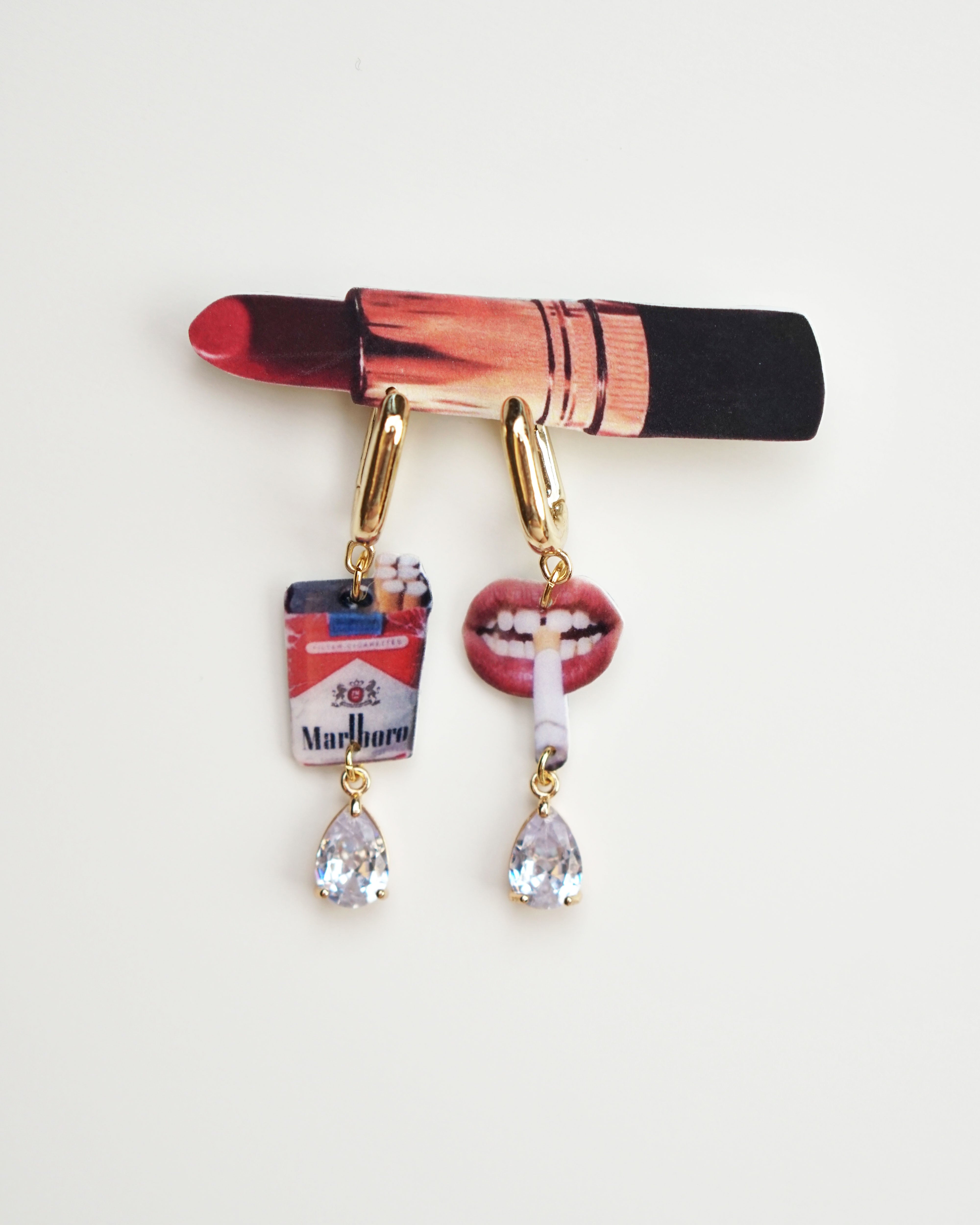 Cigarette & Lips Earrings