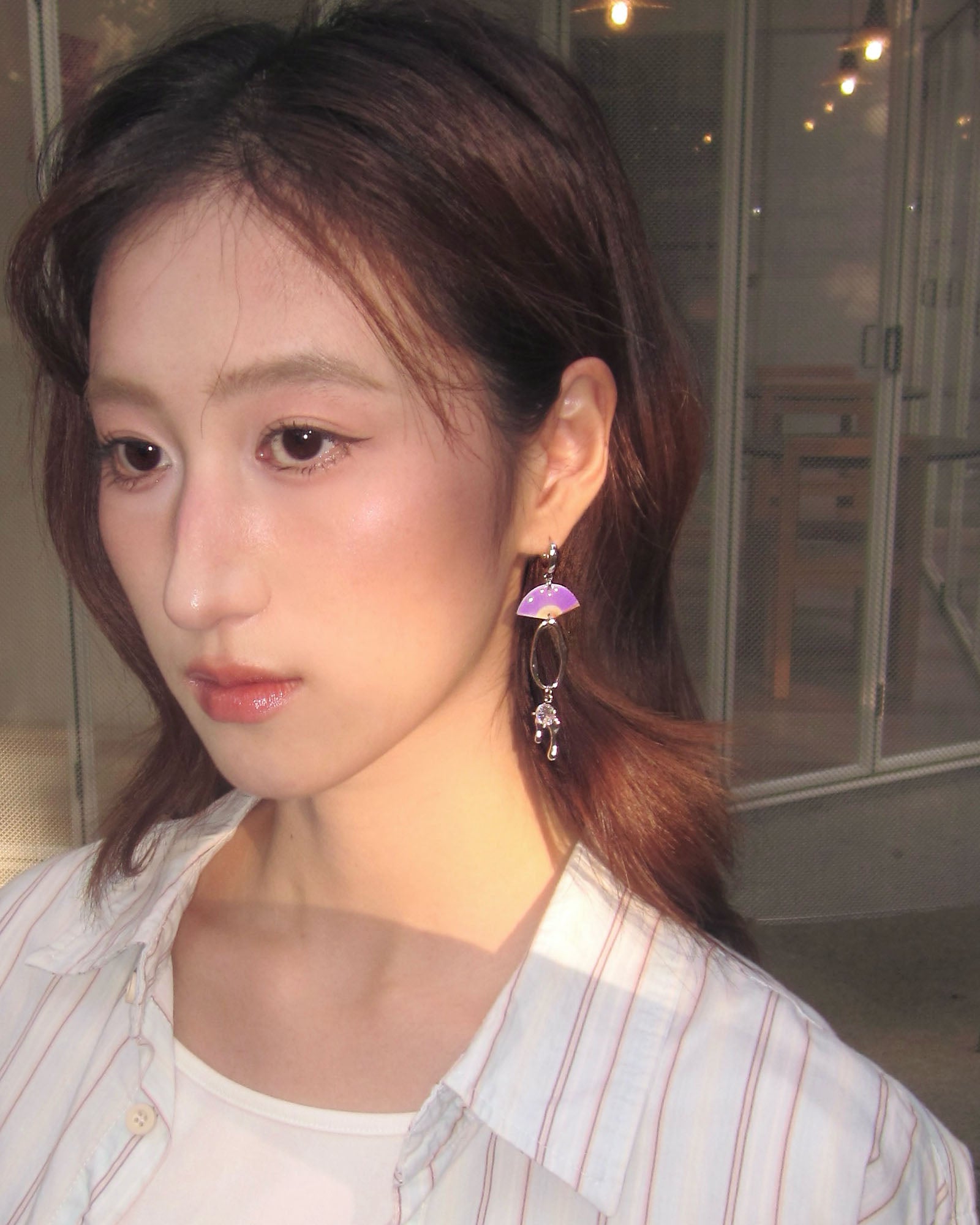 Violet Fan Drop Earrings