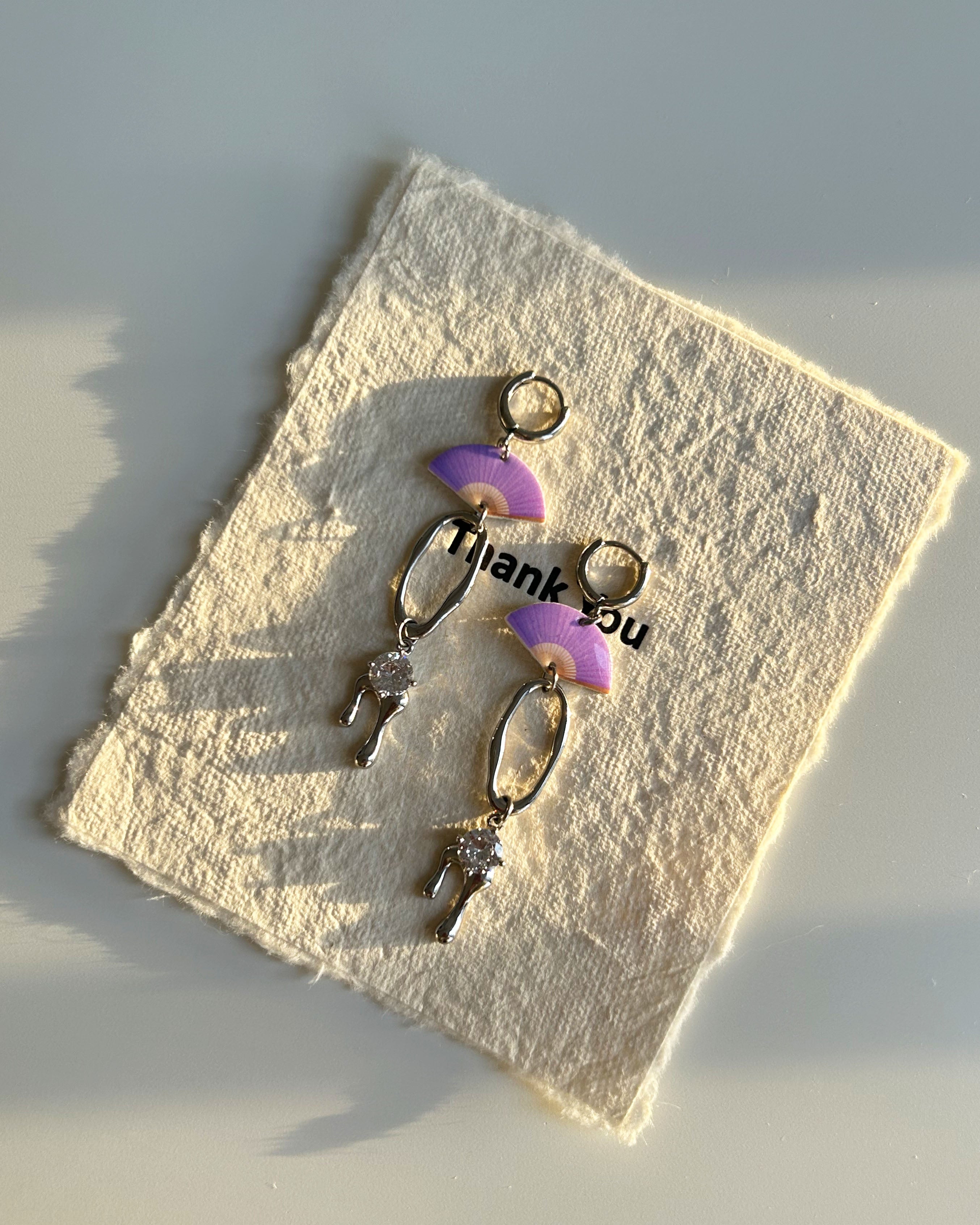 Violet Fan Drop Earrings