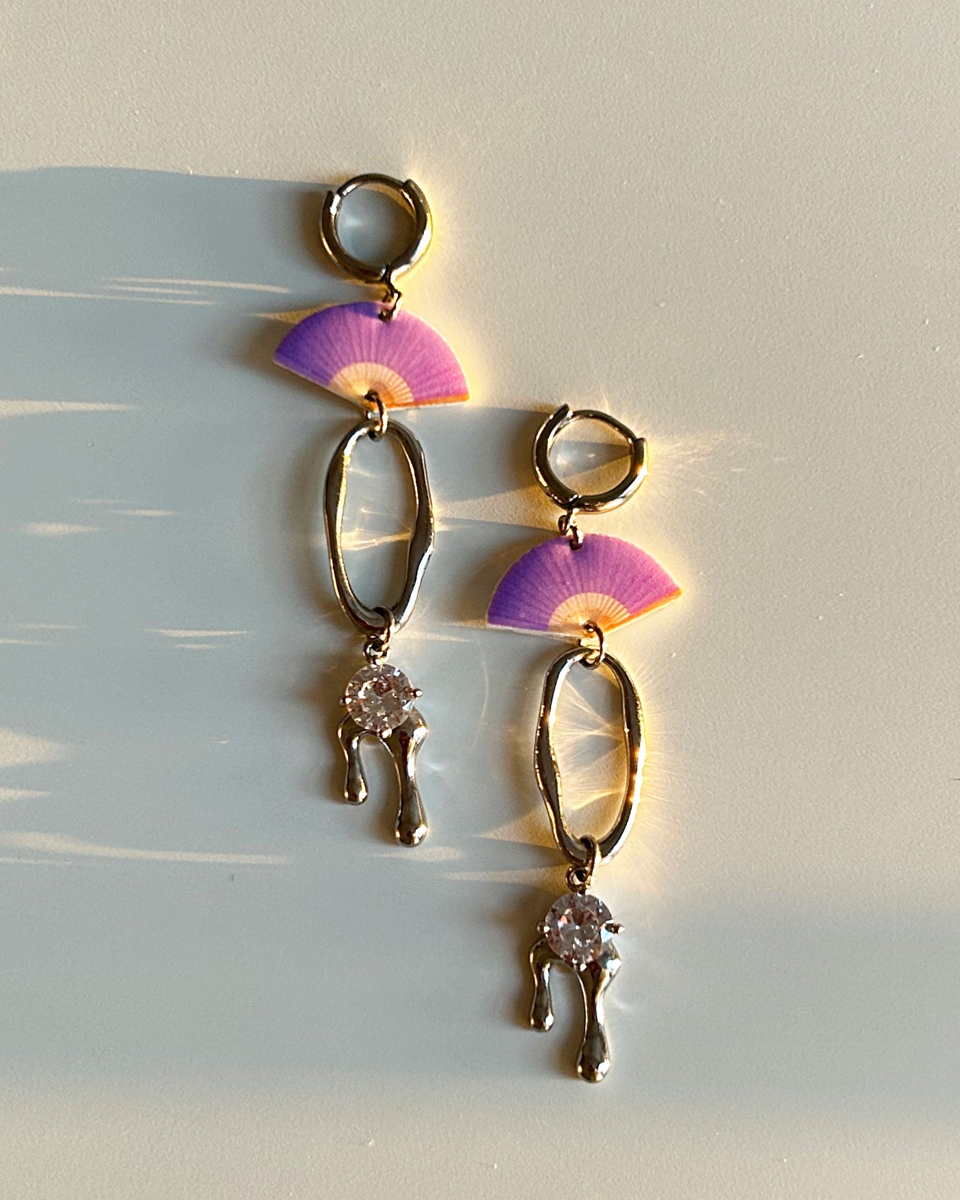 Violet Fan Drop Earrings