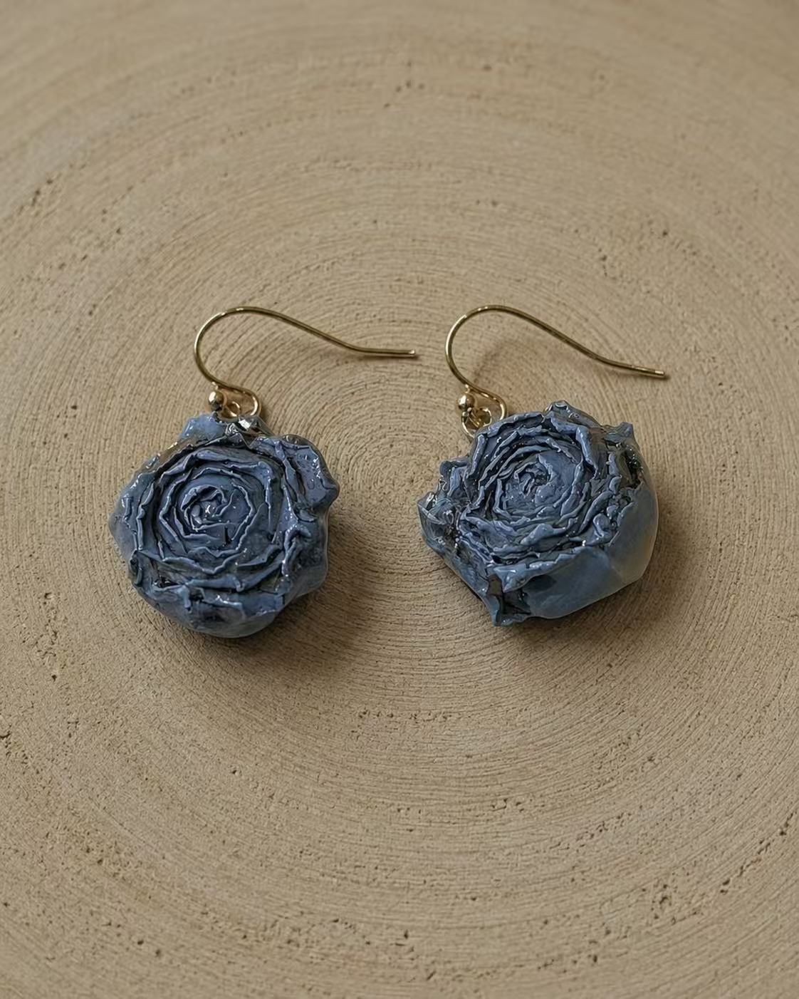Real Rose Flower Earrings