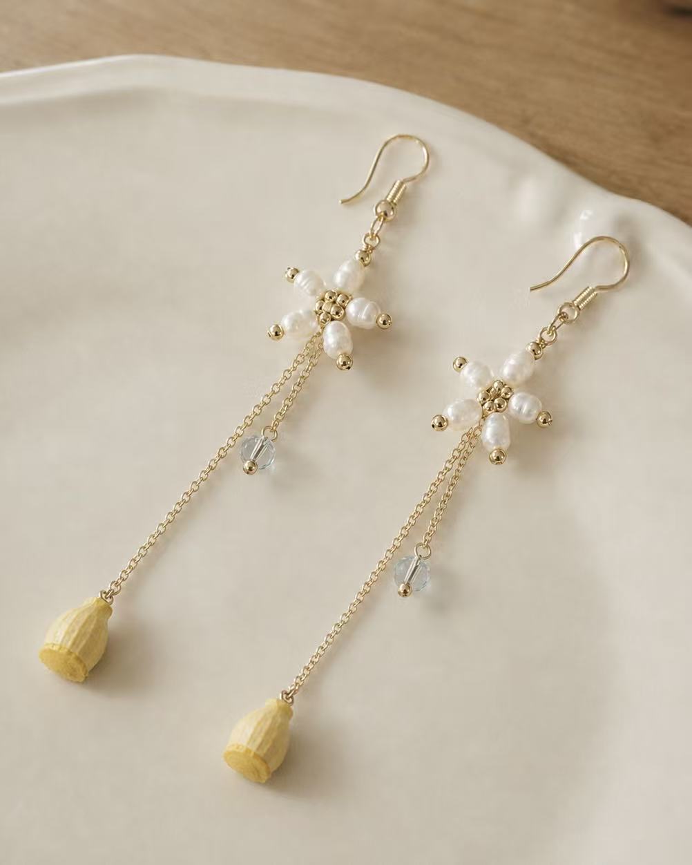 Real Flower Pearl Earrings