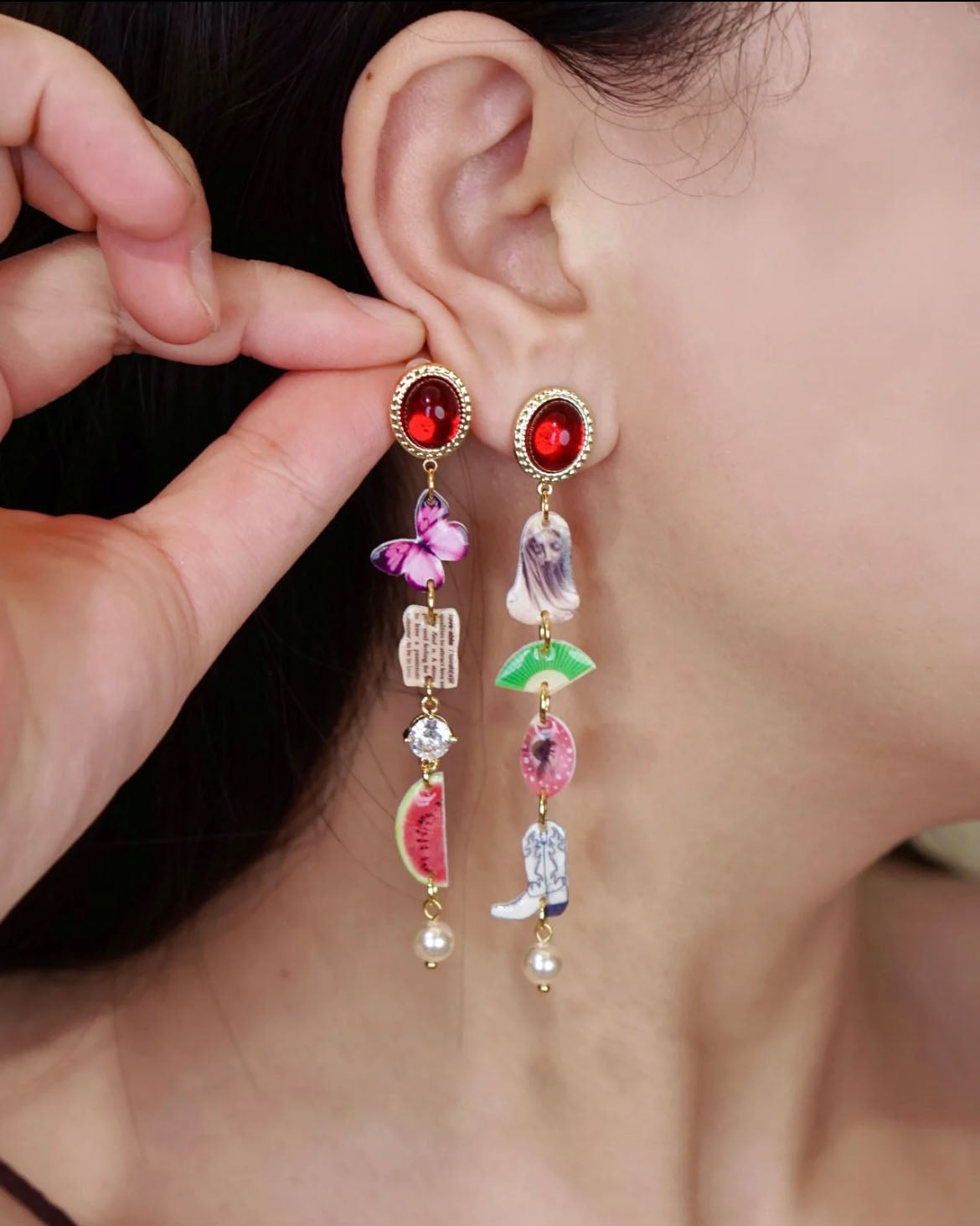 watermelon & butterfly earrings