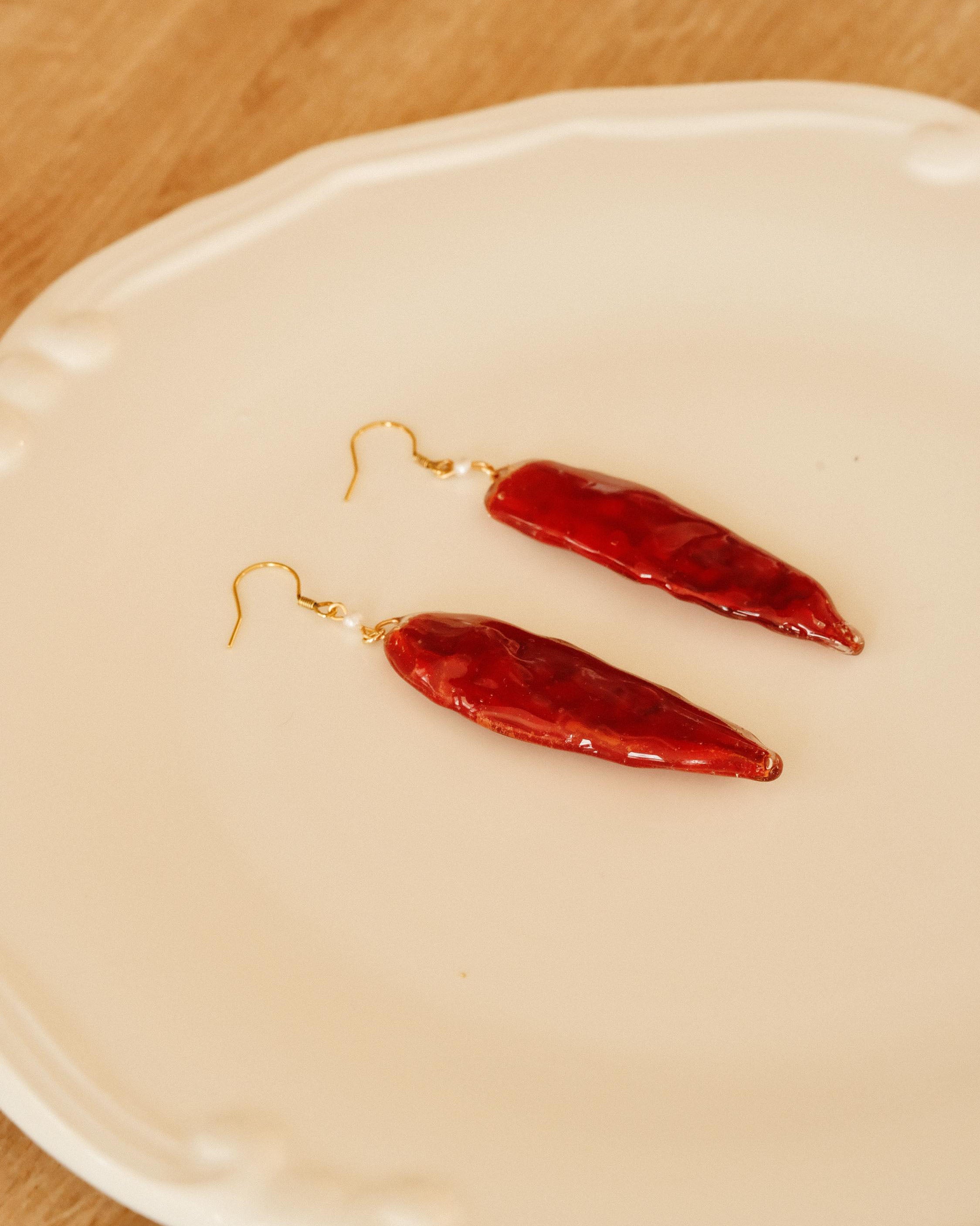 real red chili peppers ohrringe