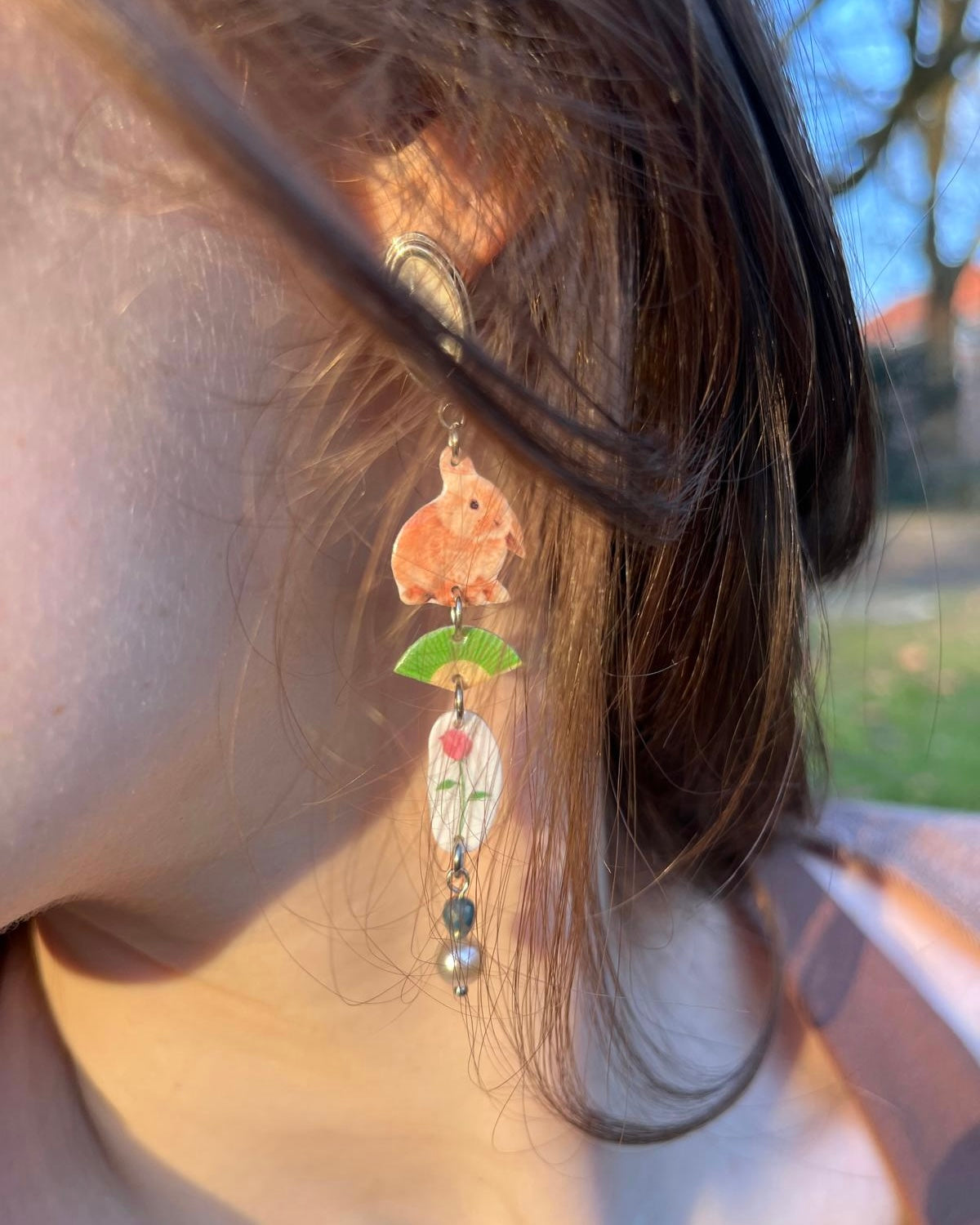 Rabbit & Cat Garden Earrings