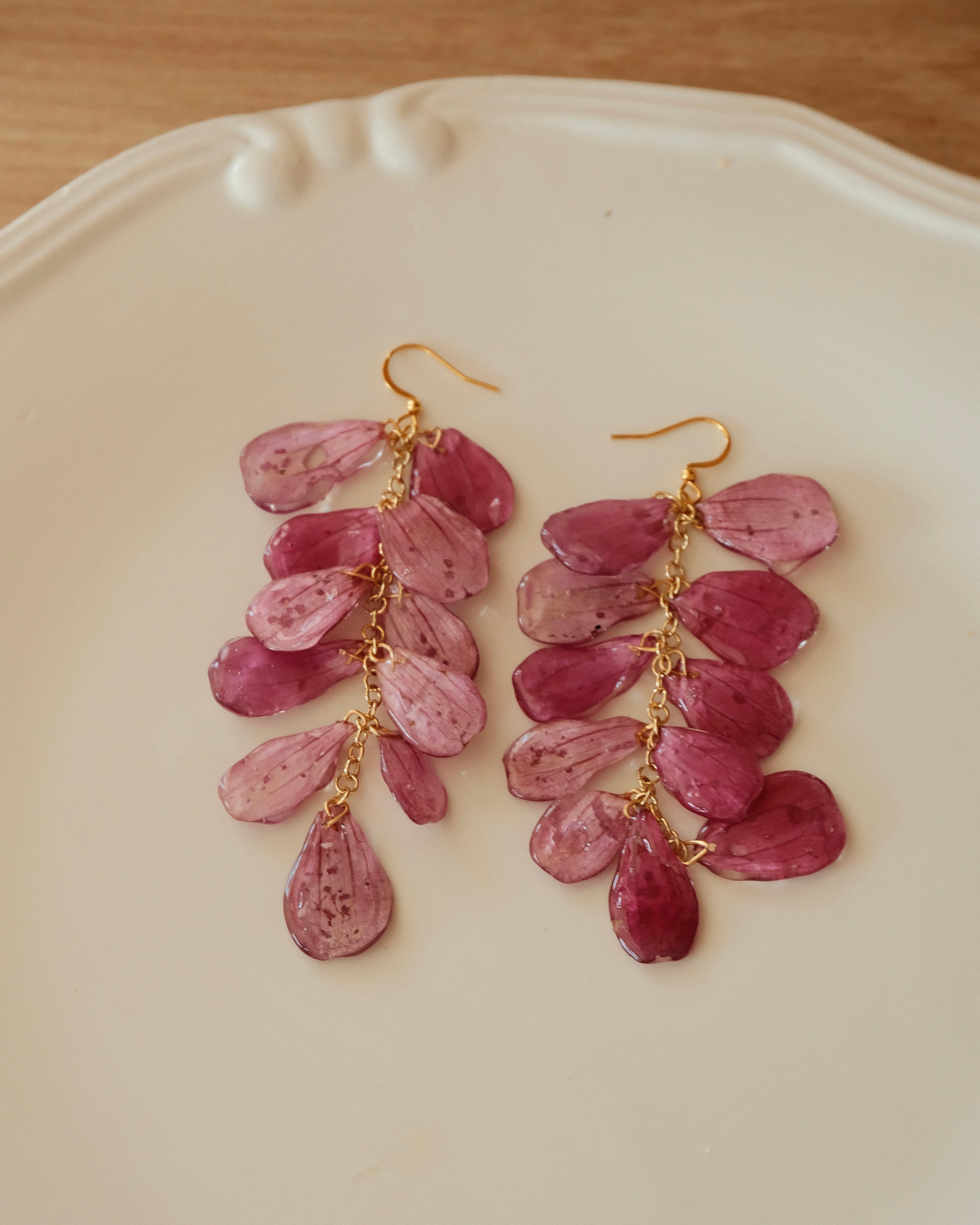 Real Chrysanthemum Petal Earrings