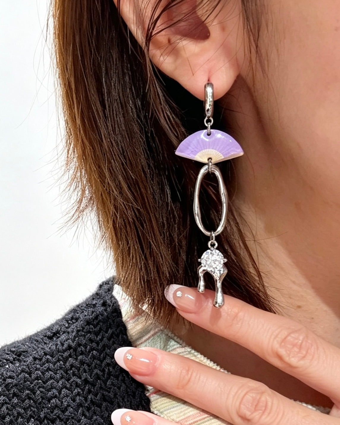 Violet Fan Drop Earrings