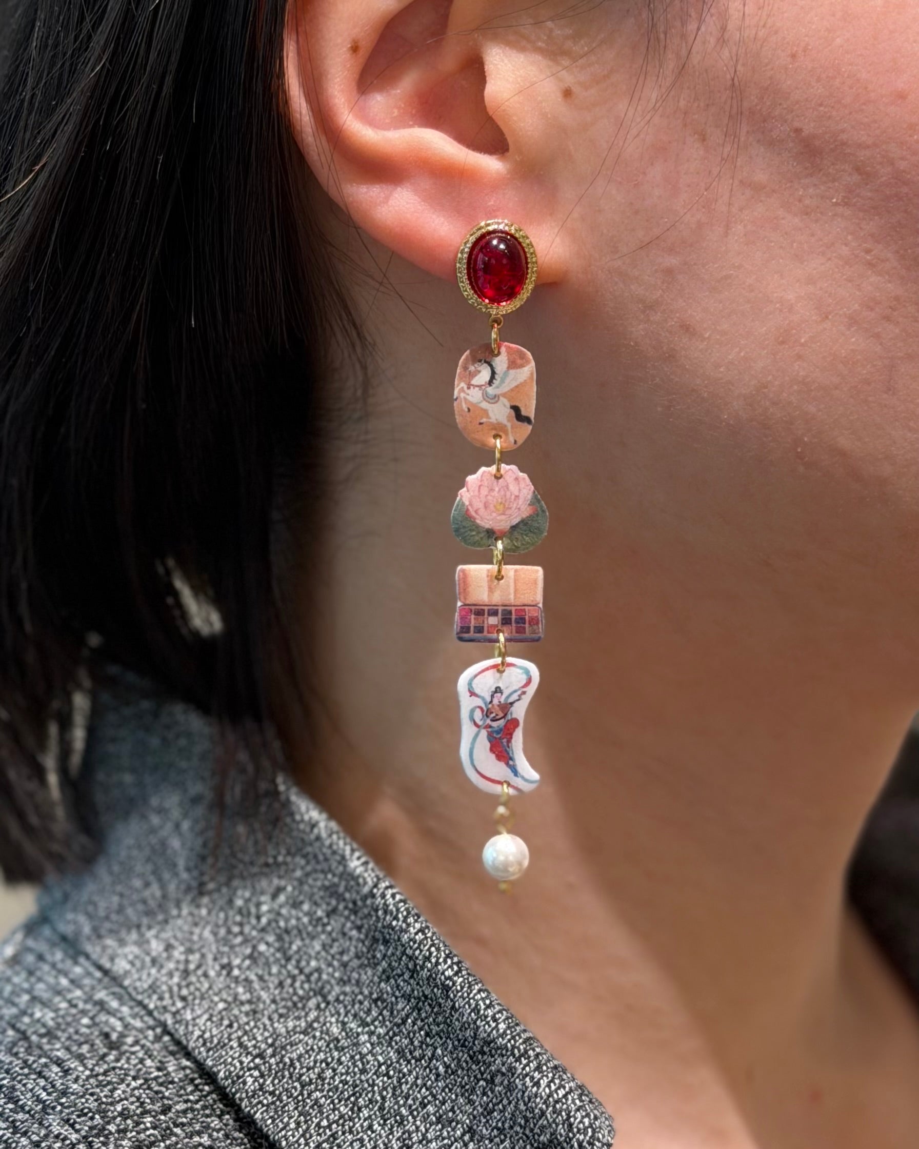 Red Lotus Tale Earrings