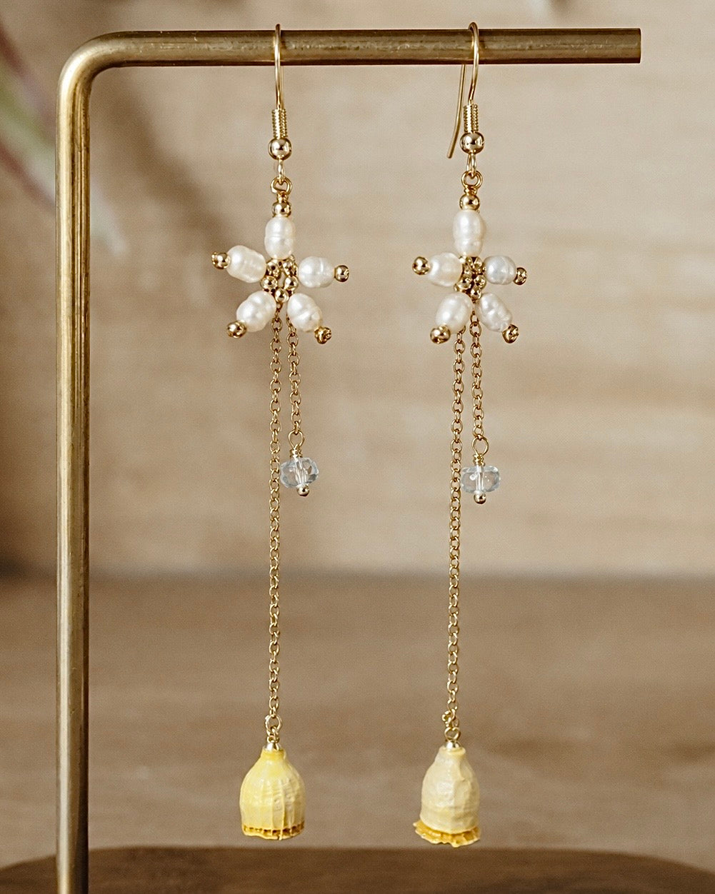 Real Flower Pearl Earrings