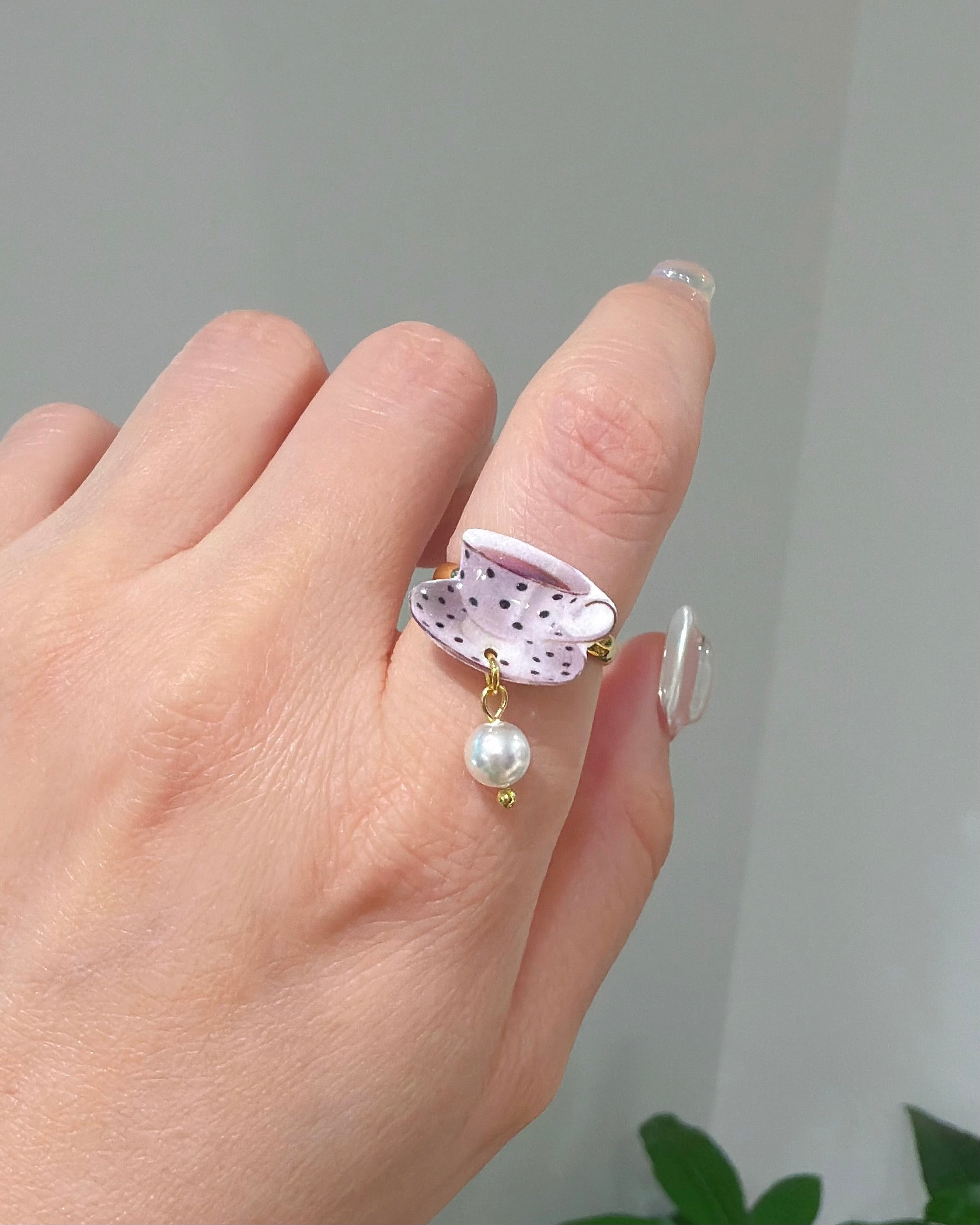 Coffee Cup Pearl Ring