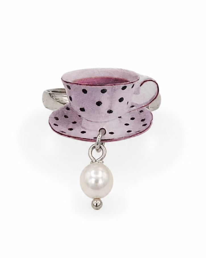 Coffee Cup Pearl Ring