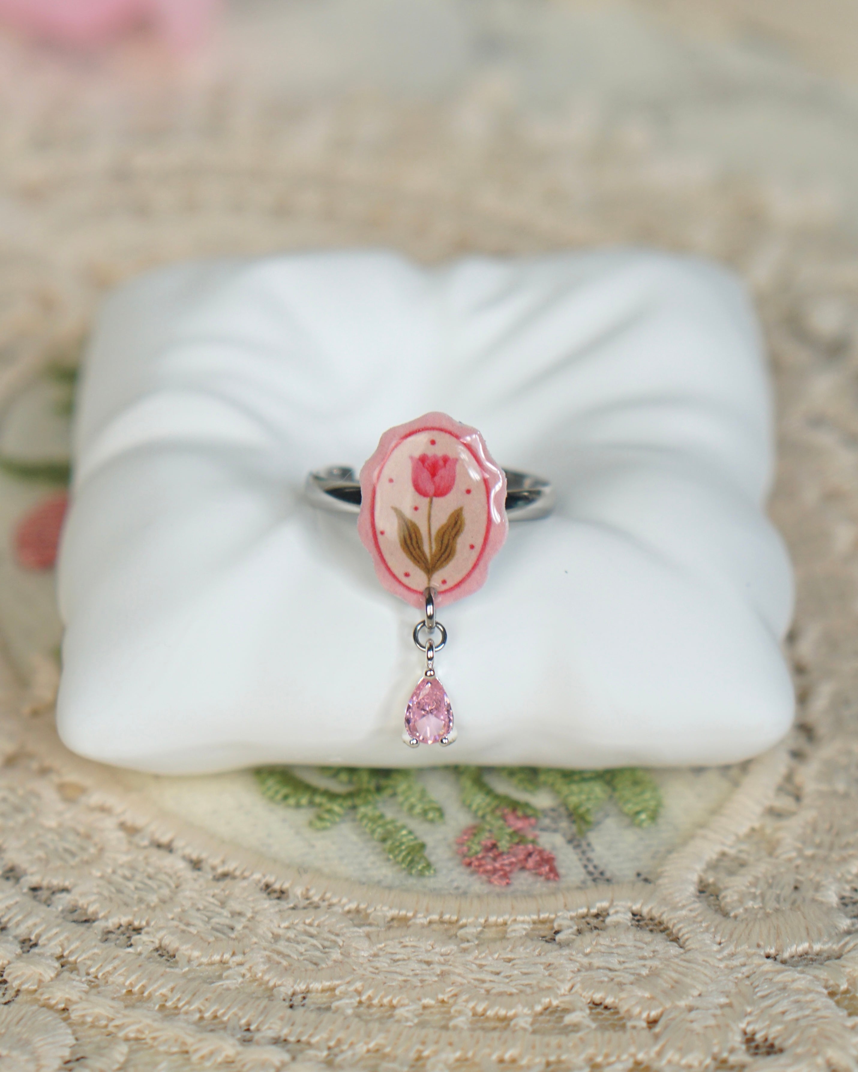 Pink Tulip Zircon Ring
