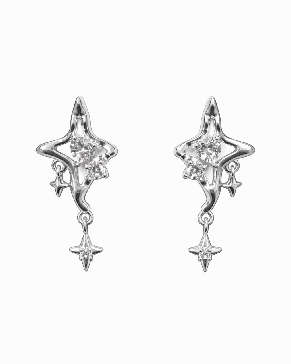 Crystal Heart Star Earrings