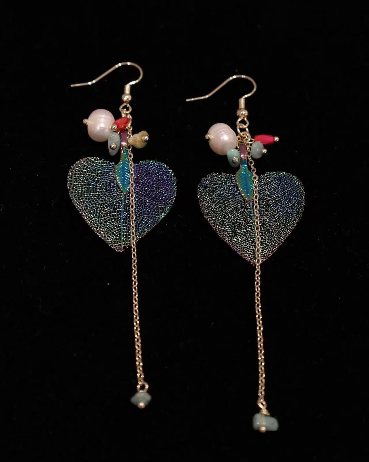 Real Leaf Drop Earrings