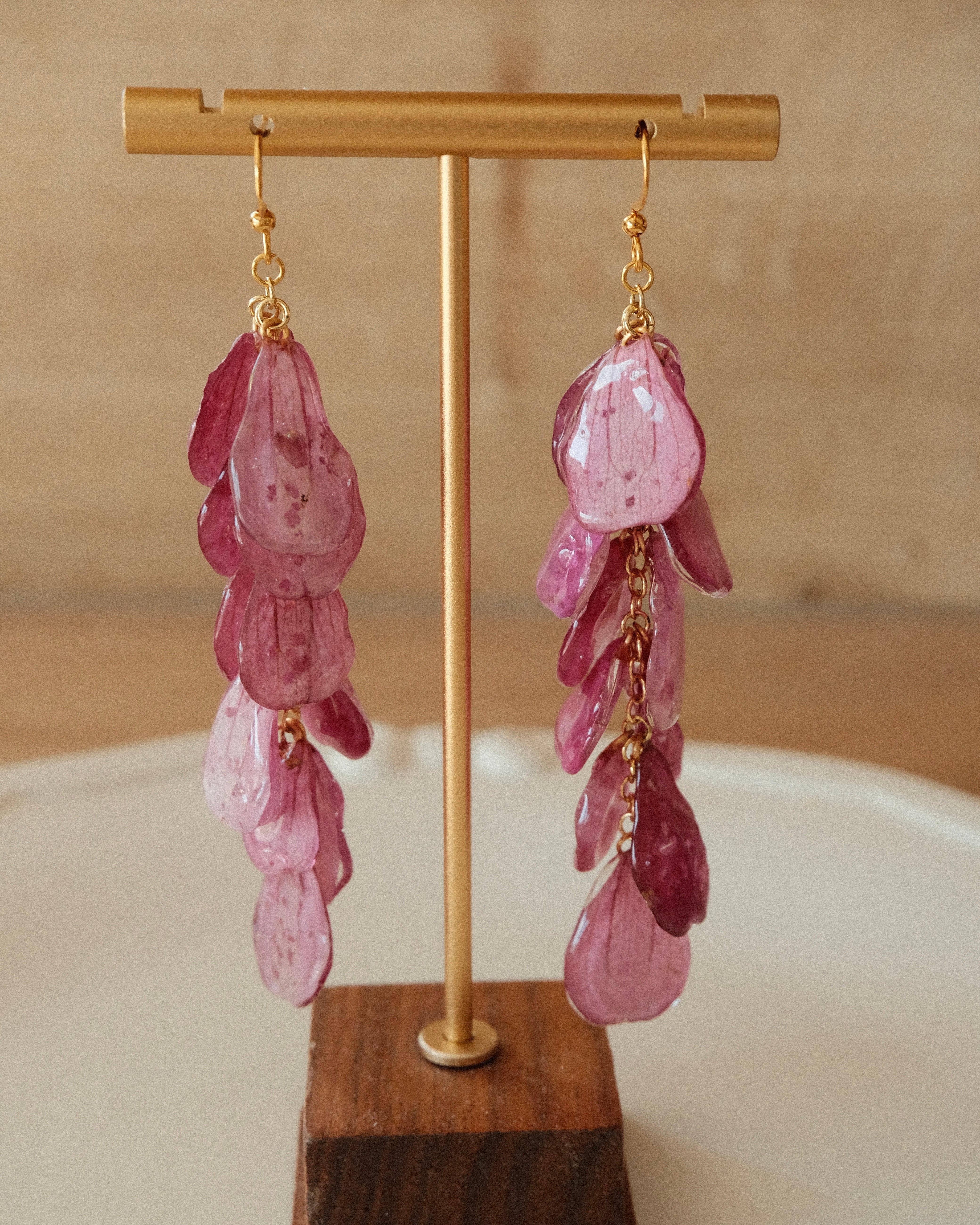 Real Chrysanthemum Petal Earrings