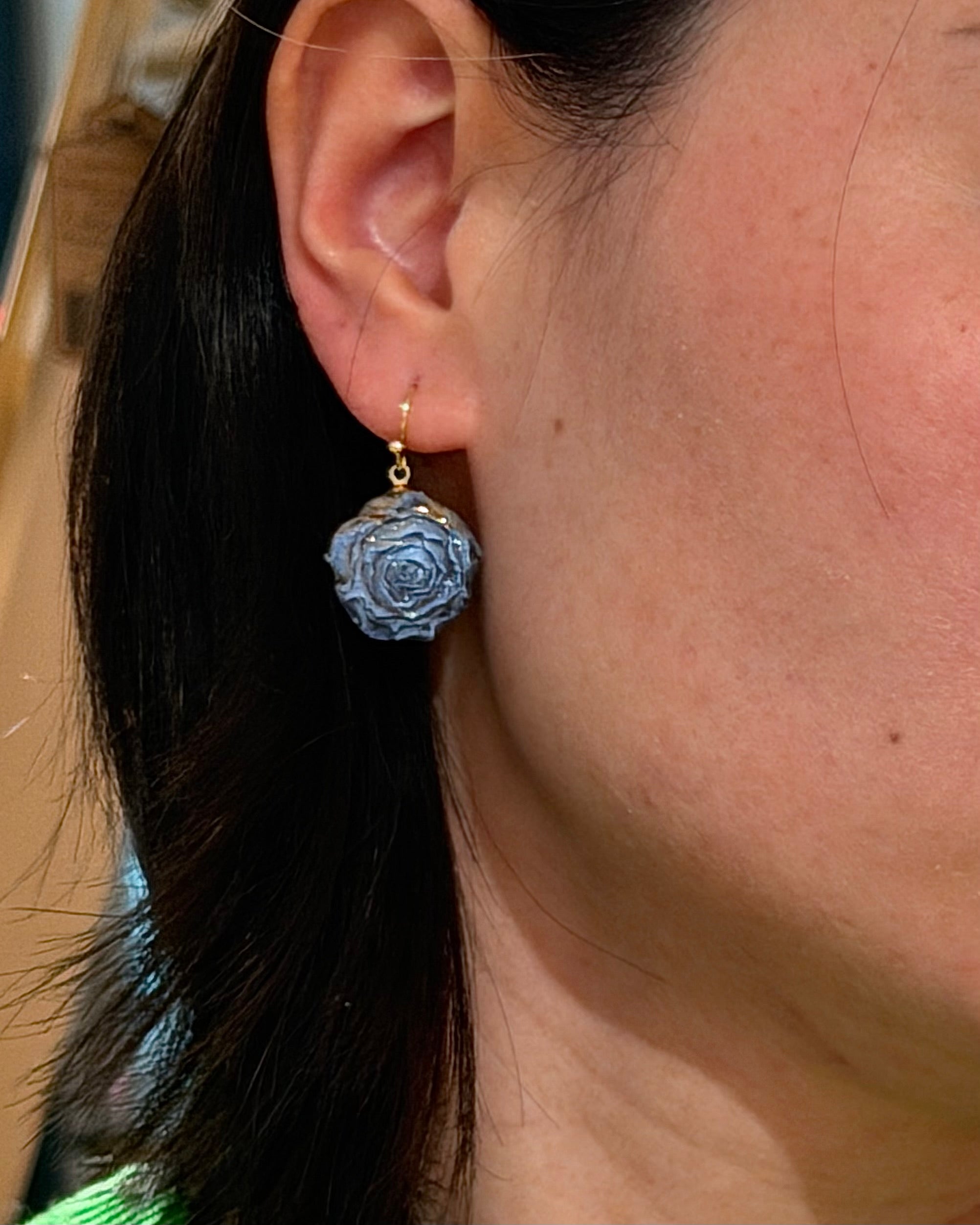 Real Rose Flower Earrings