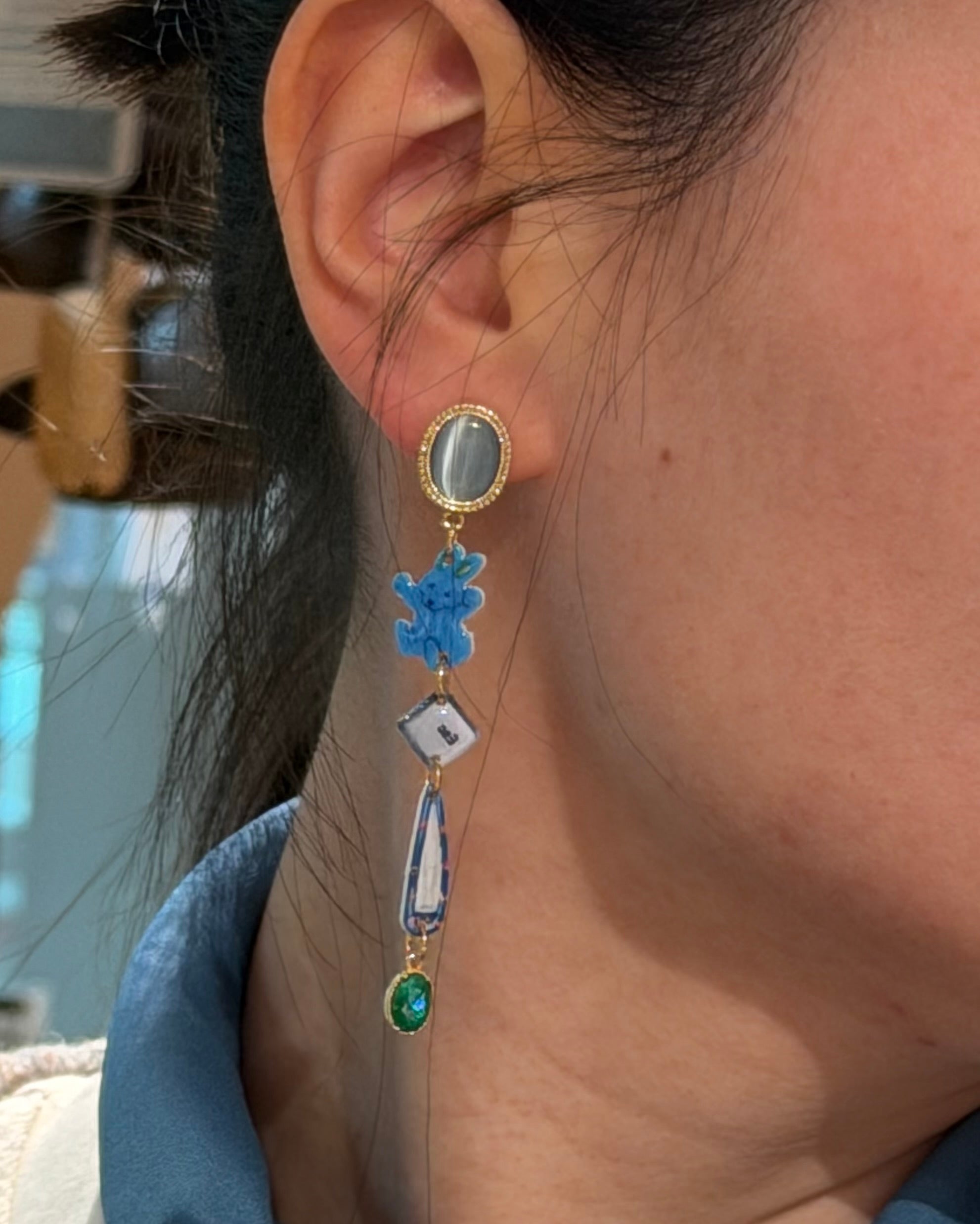 Blue Bunny Earrings