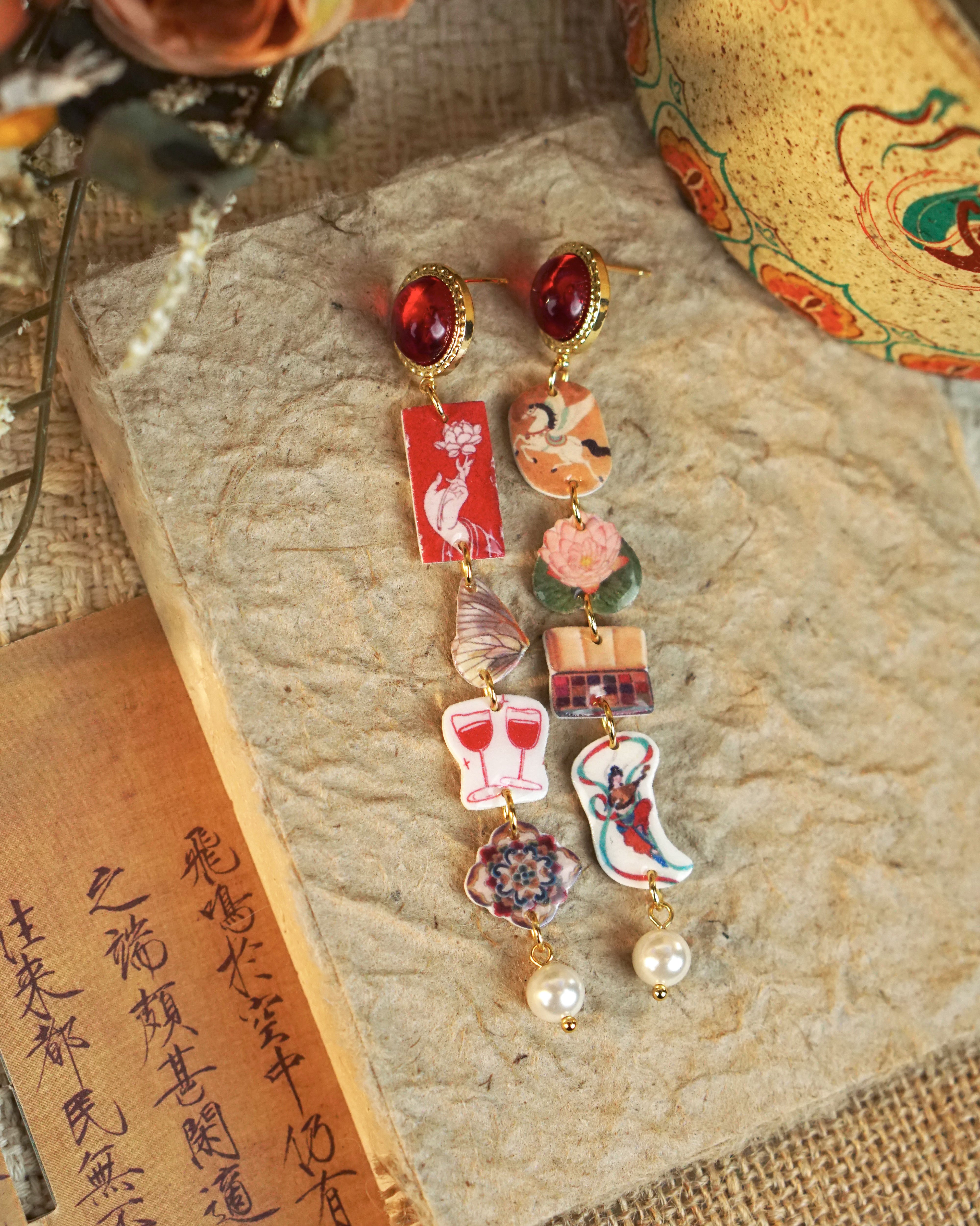 Red Lotus Tale Earrings