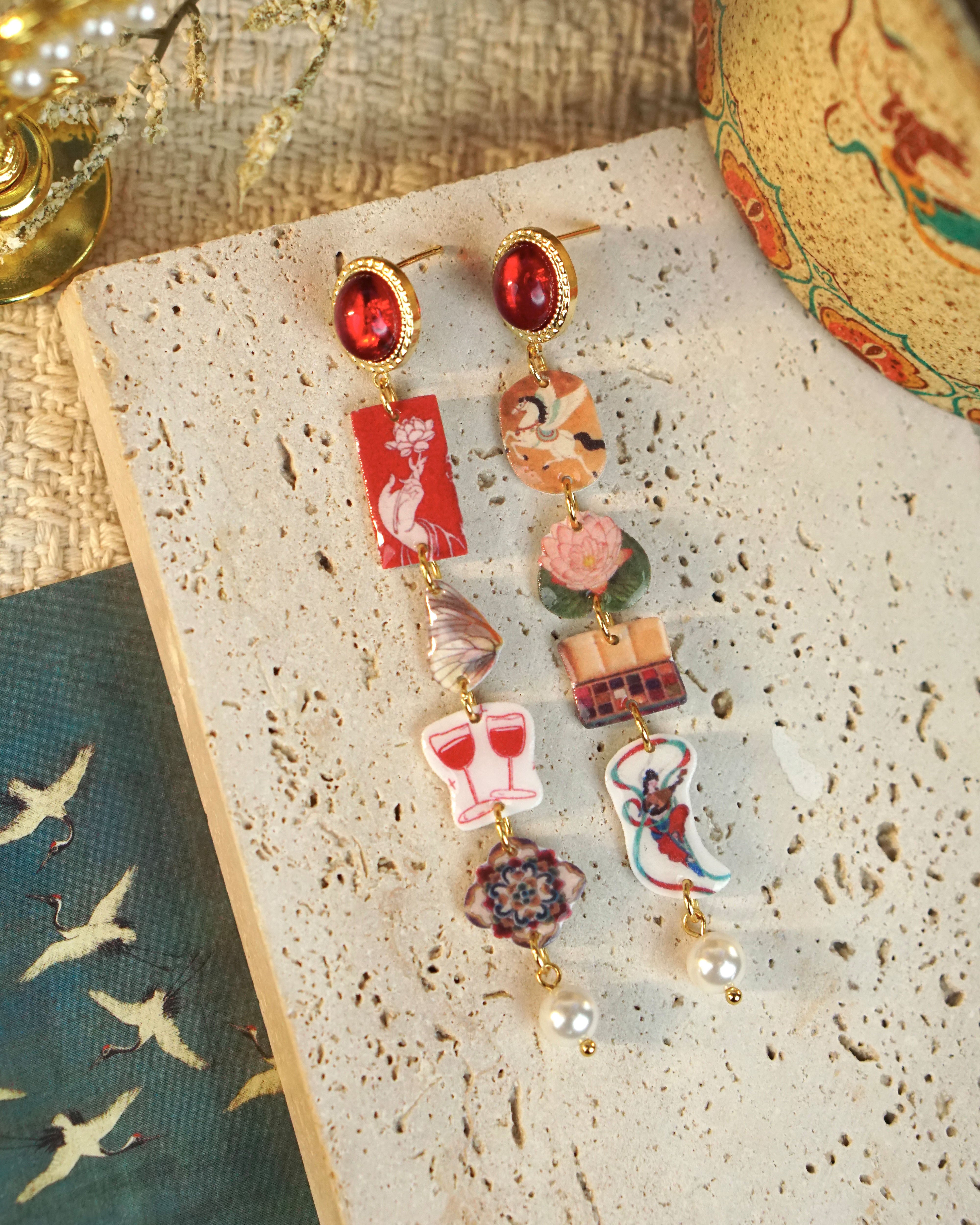 Red Lotus Tale Earrings