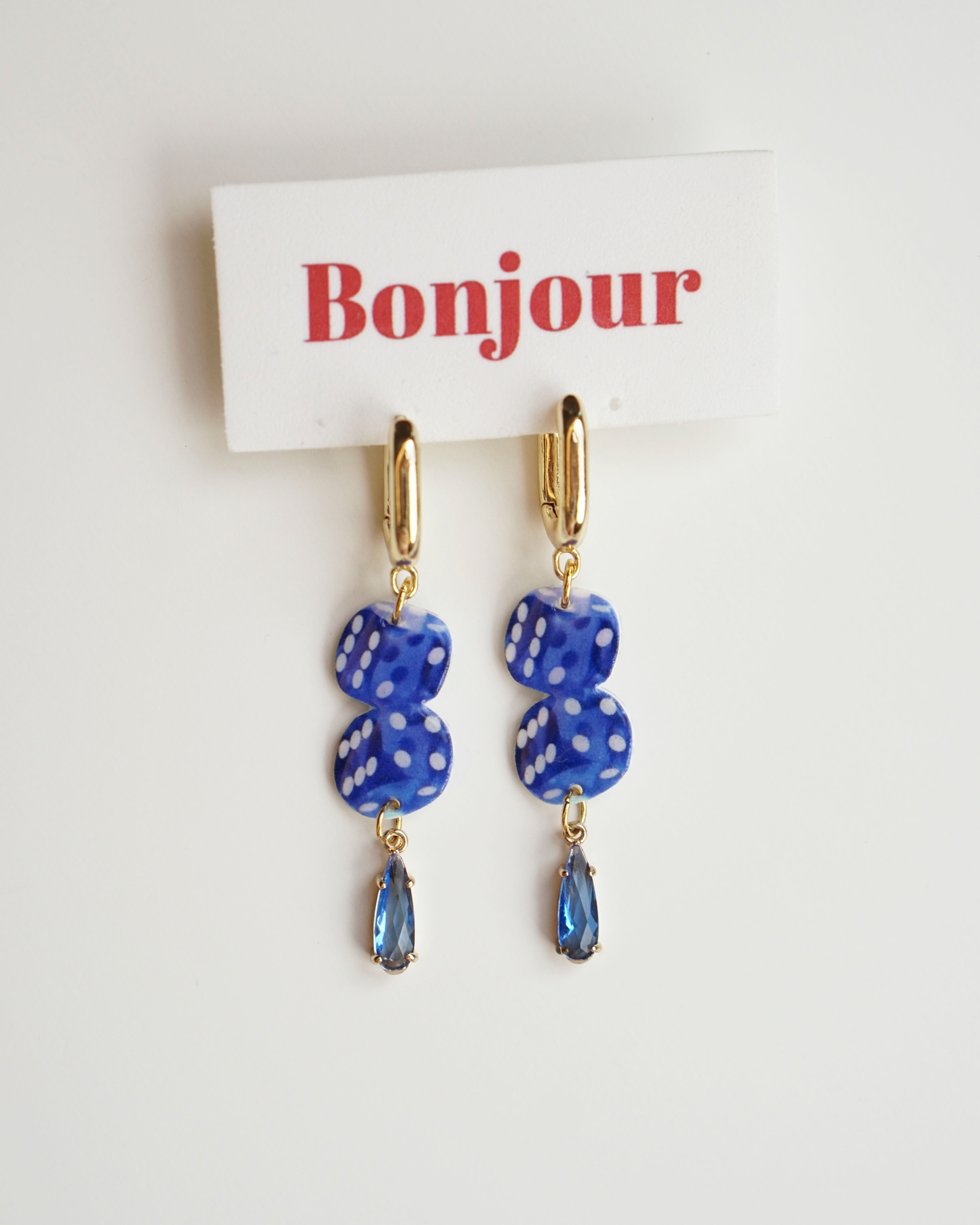 Blue Dice Earrings