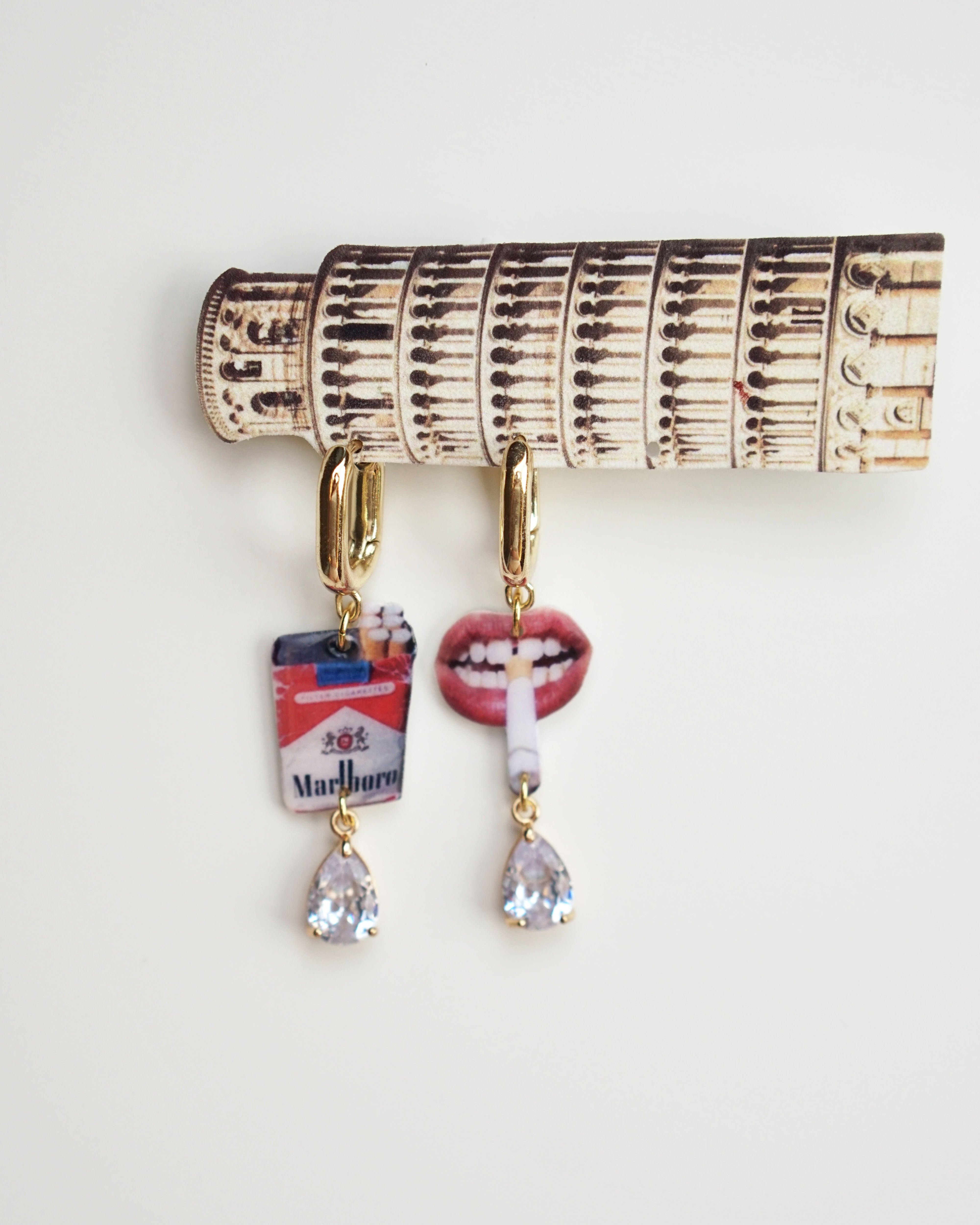 Cigarette & Lips Earrings