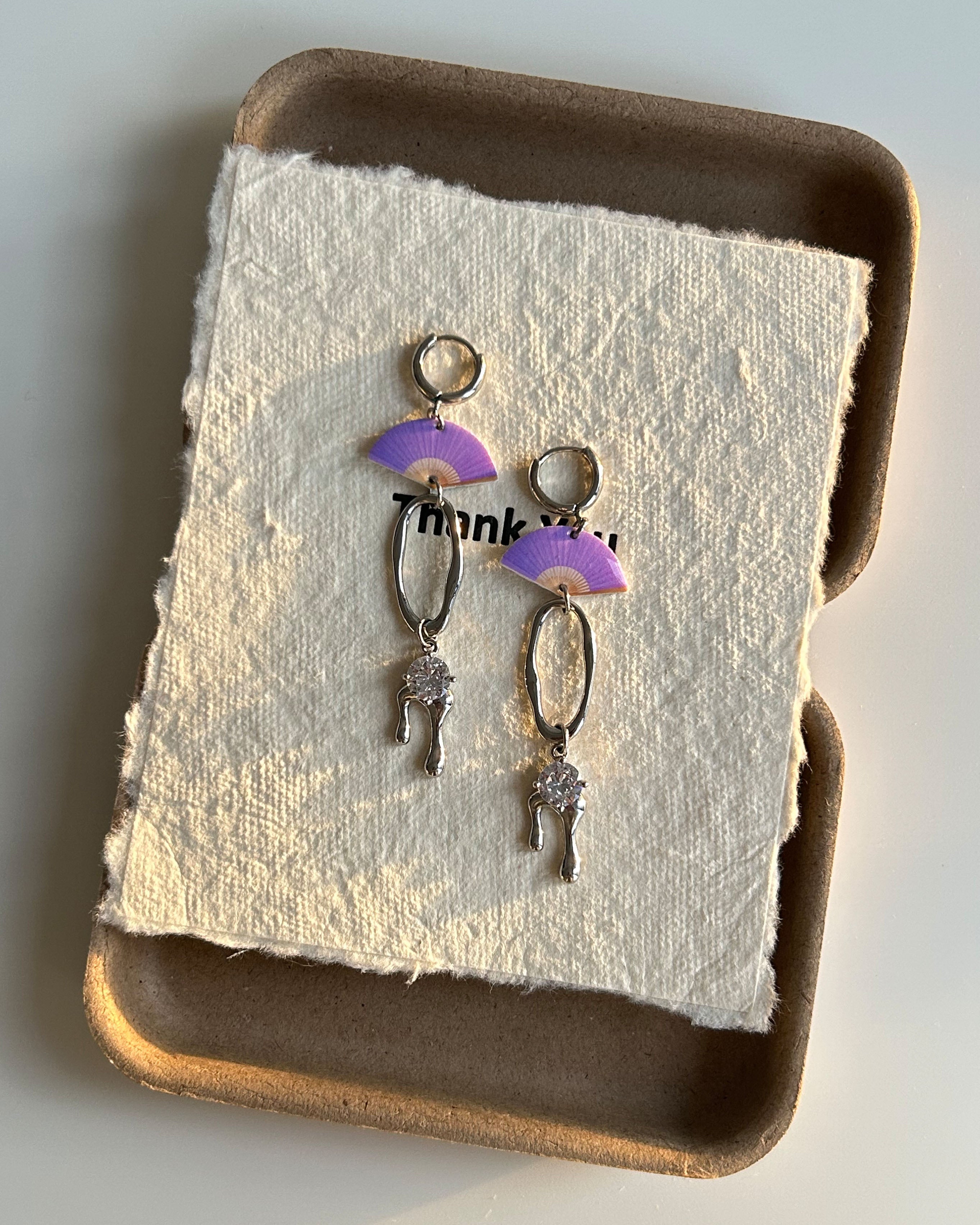 Violet Fan Drop Earrings