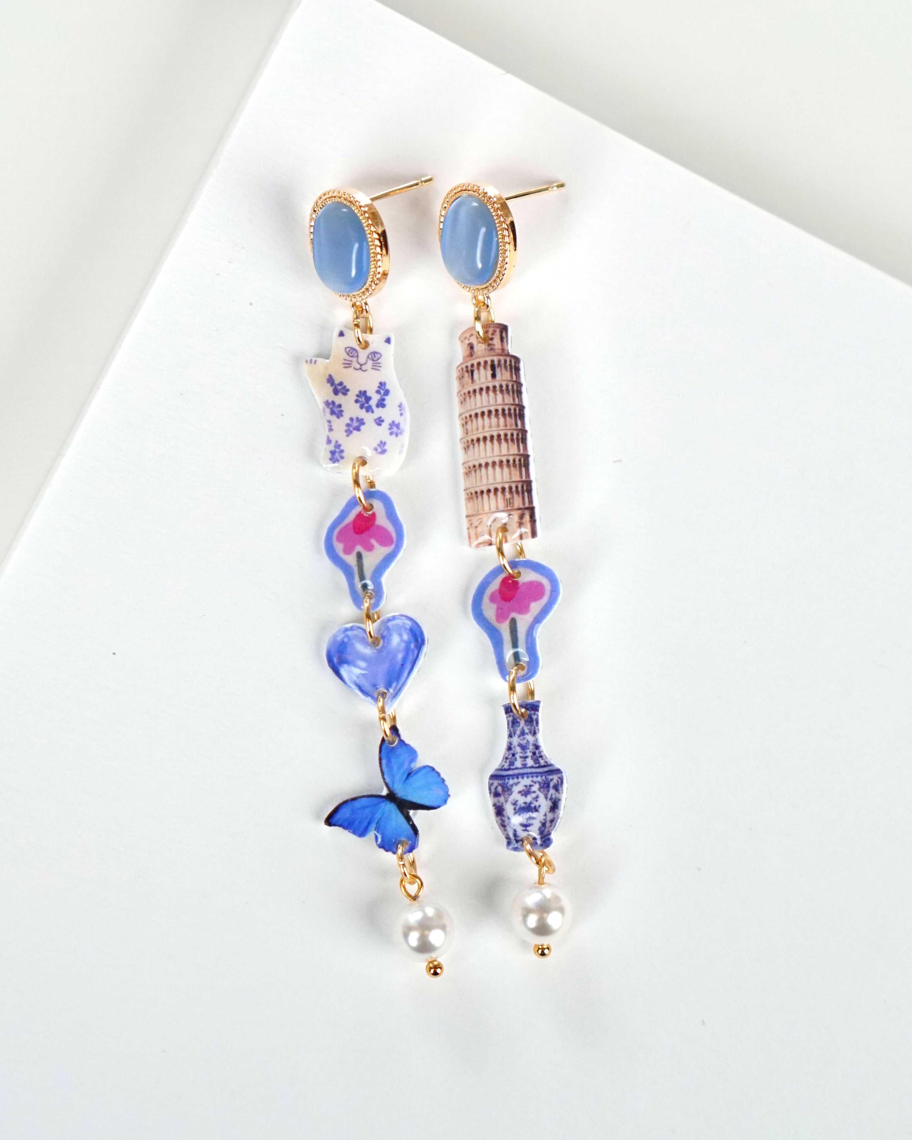 Cat & Tower Statement earrings