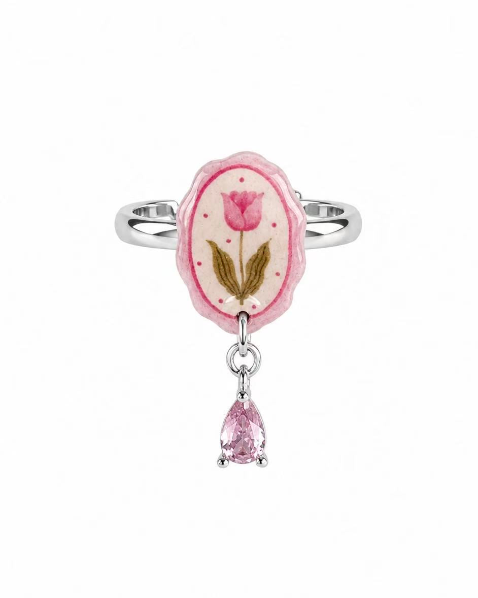 Pink Tulip Zircon Ring