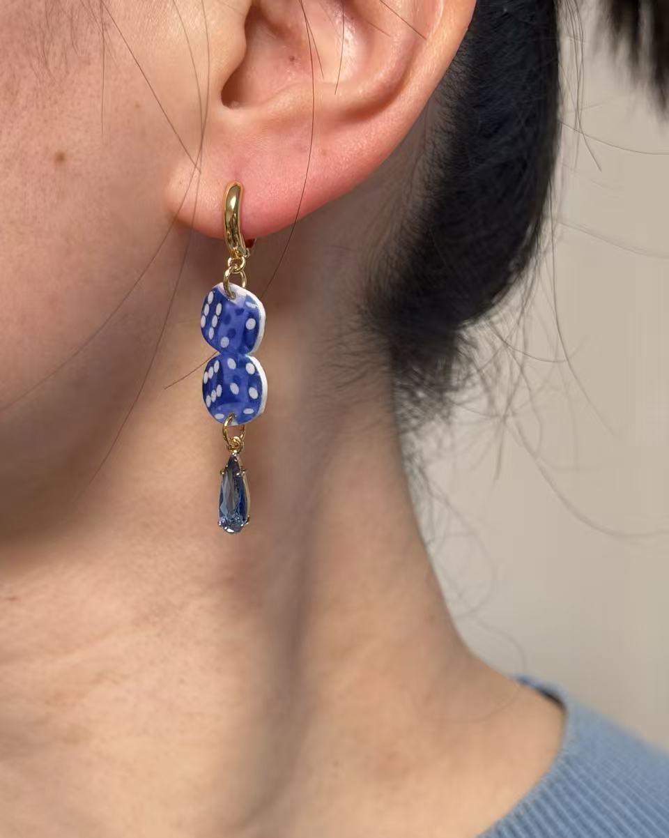 Blue Dice Earrings