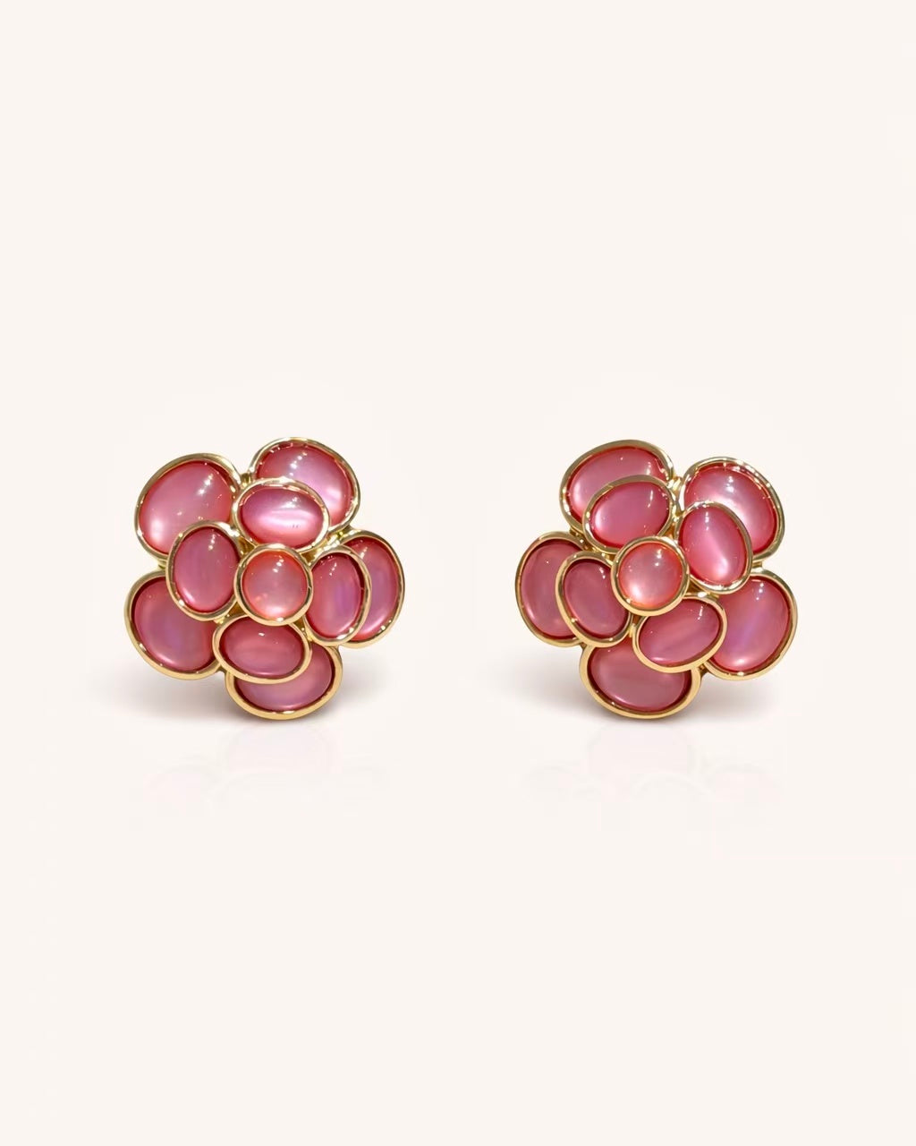Pink Flower Stud Earrings