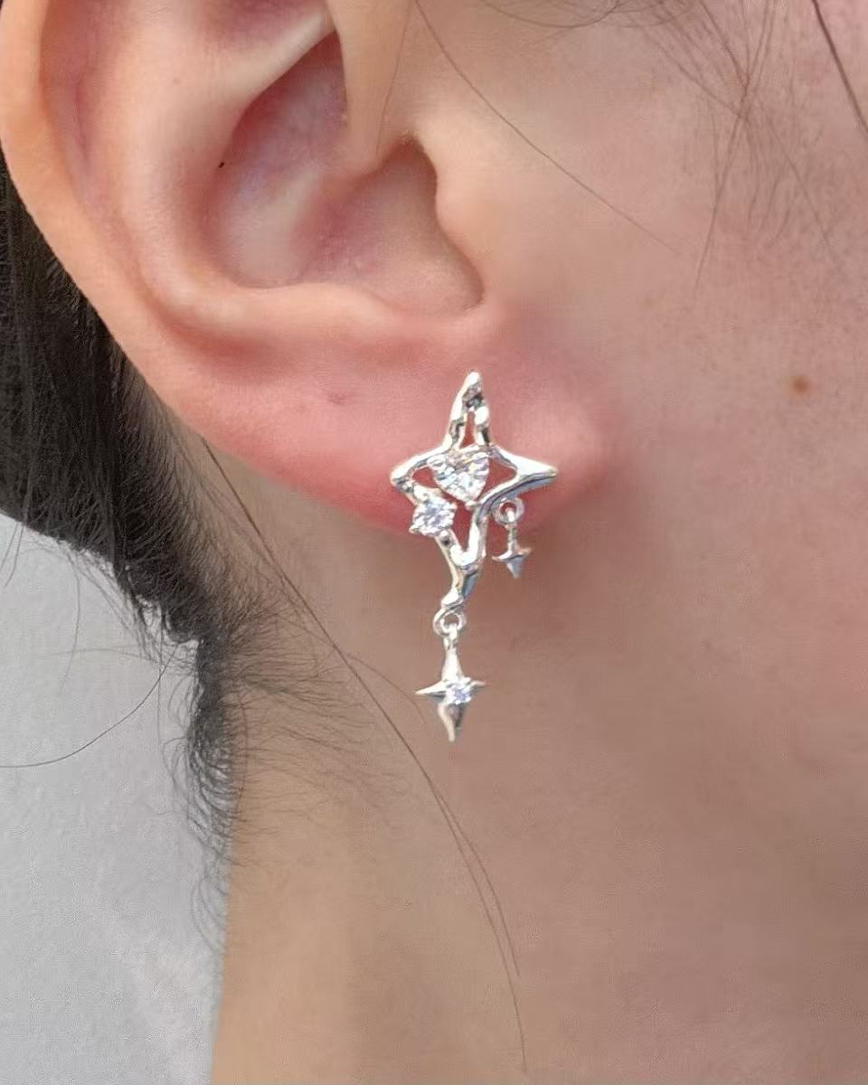 Crystal Heart Star Earrings