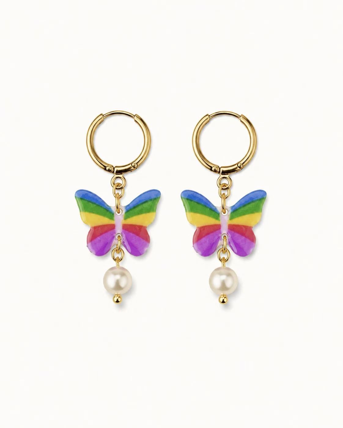 Rainbow Butterfly Earrings